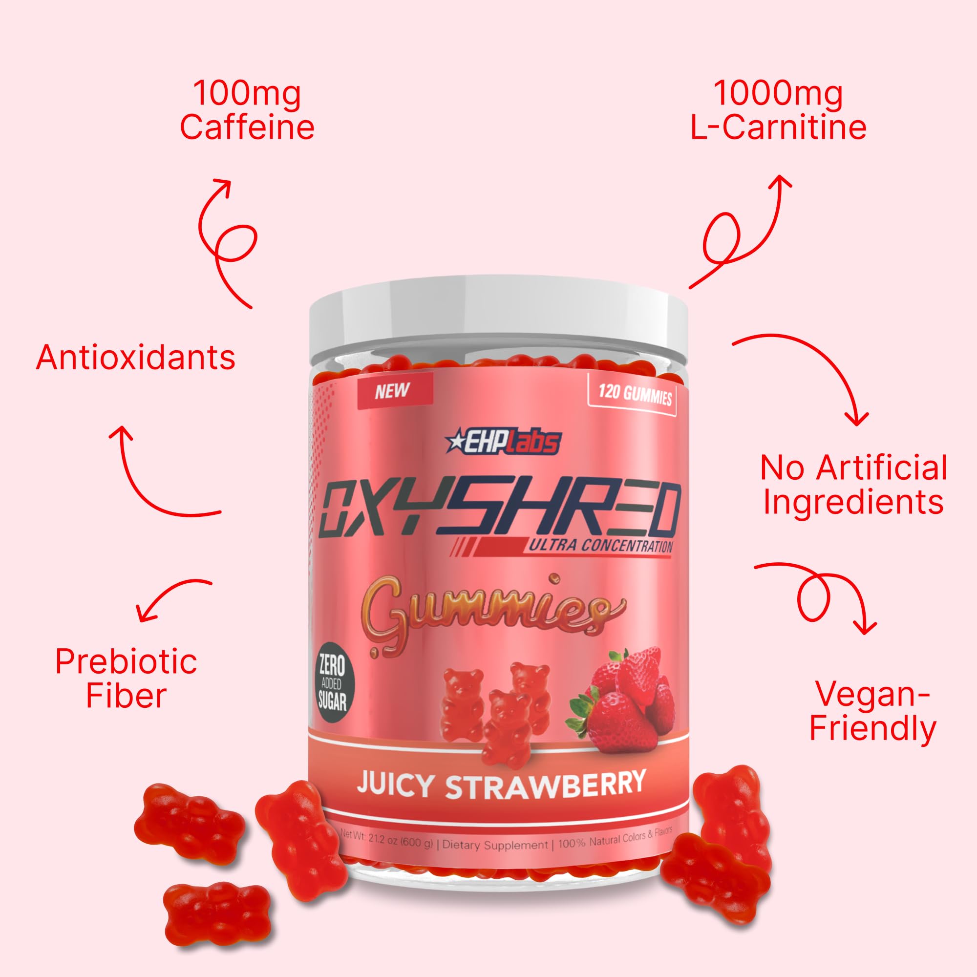 OxyShred Gummies – L-Carnitine 1000 mg pour soutien à l’énergie lors de l’entraînement