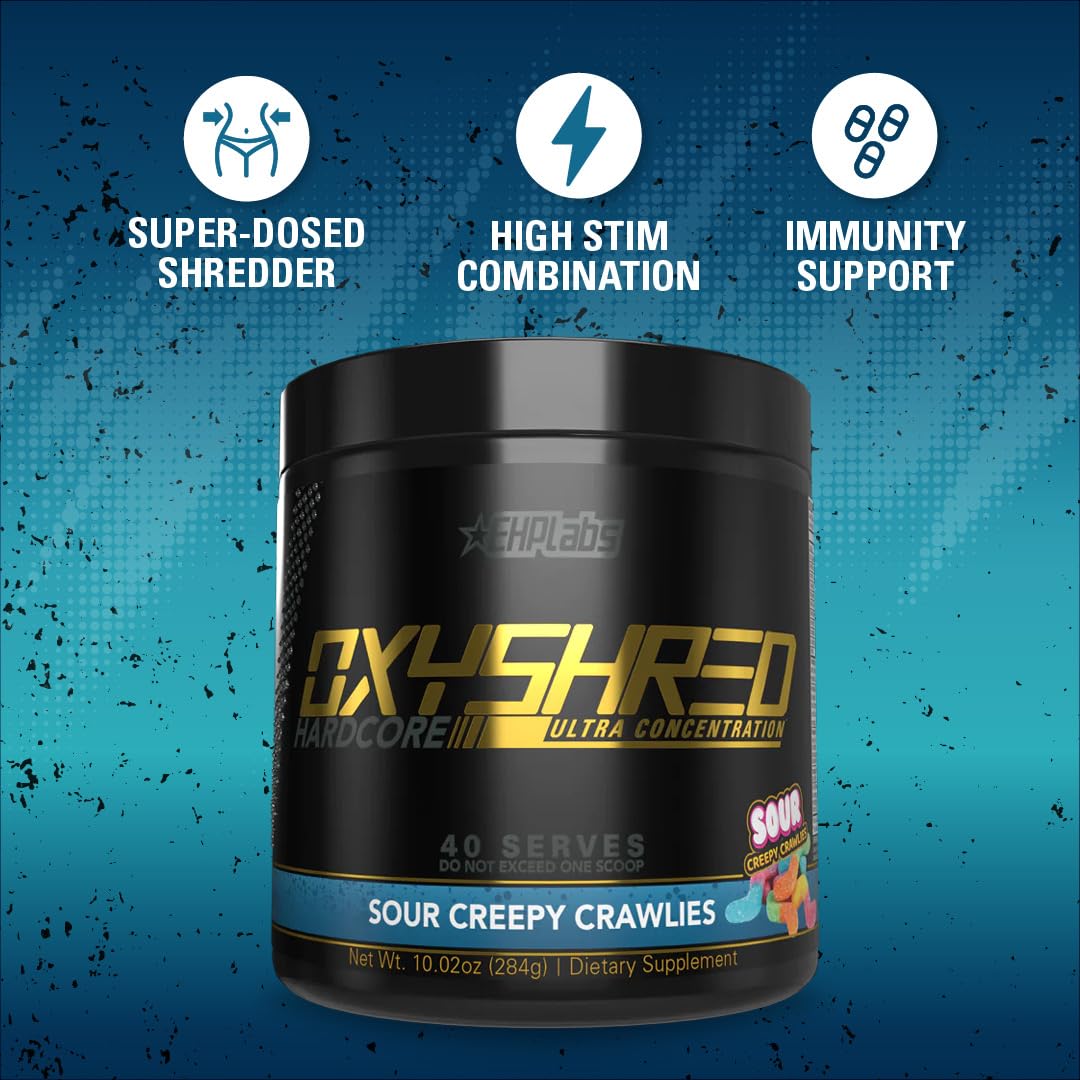Étiquette d’OxyShred Hardcore montrant ingrédients et qualité
