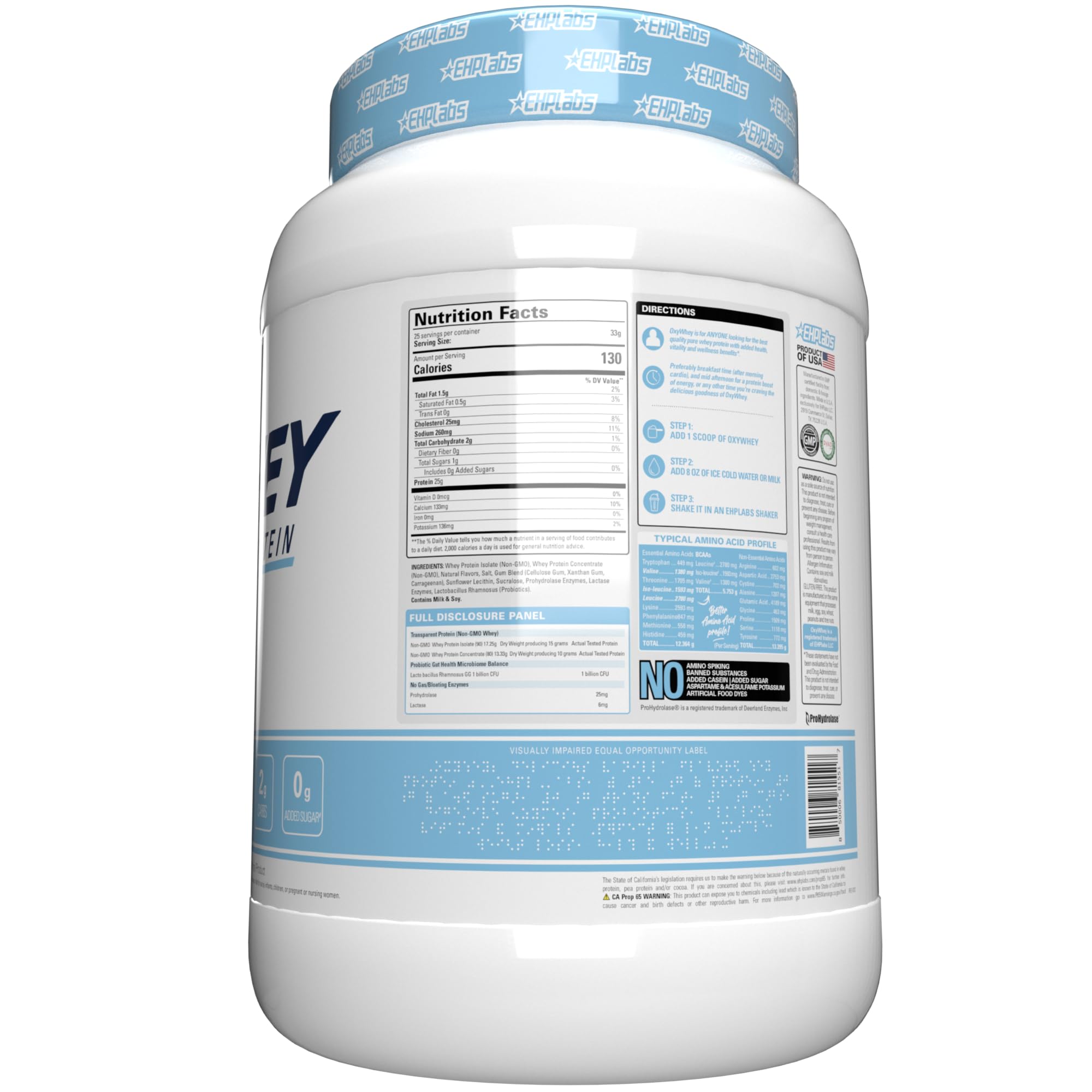OxyWhey avec probiotiques et vitamines B pour le bien-être quotidien.