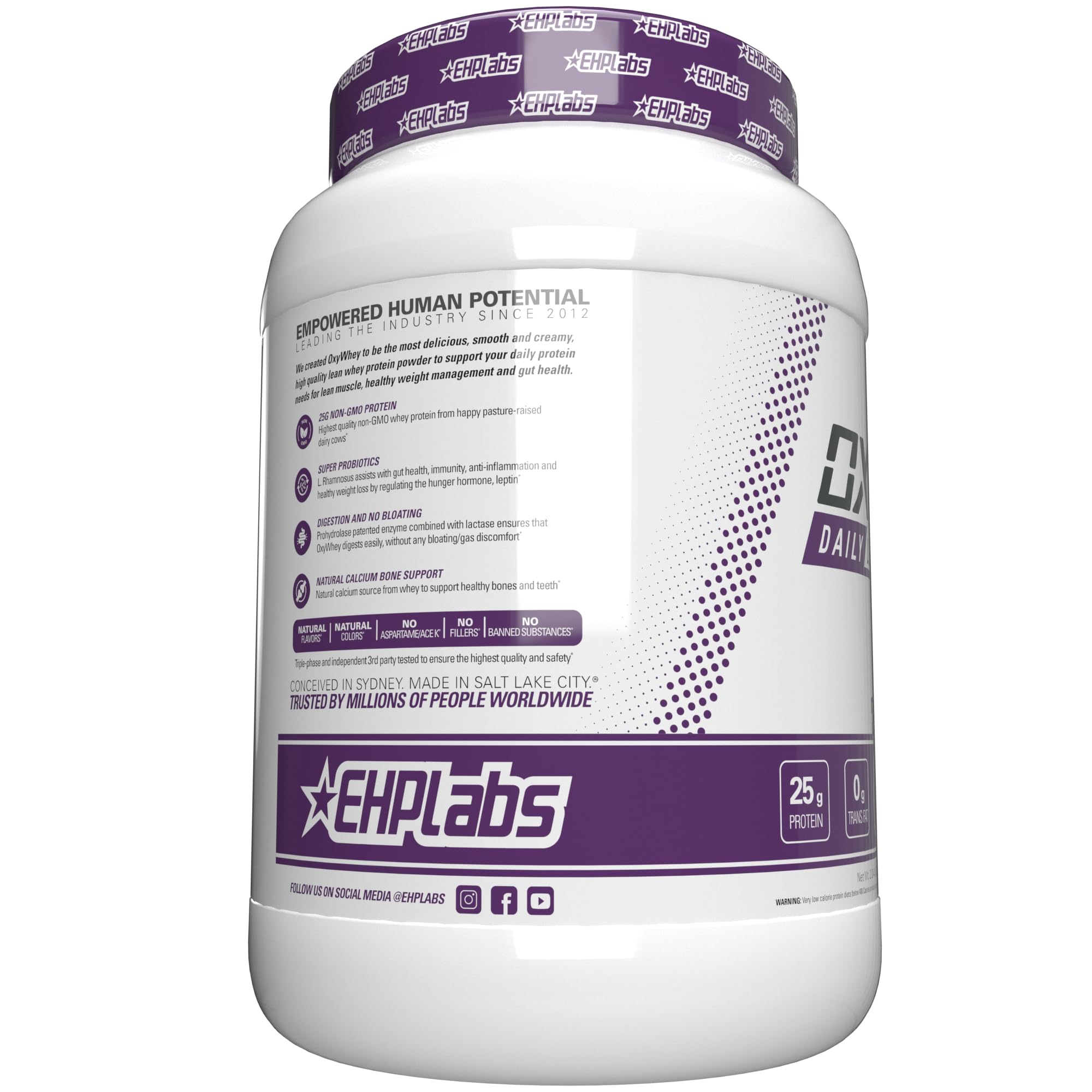 EHP Labs OxyWhey non-gmo-gluten-free : ingrédients propres et adaptés