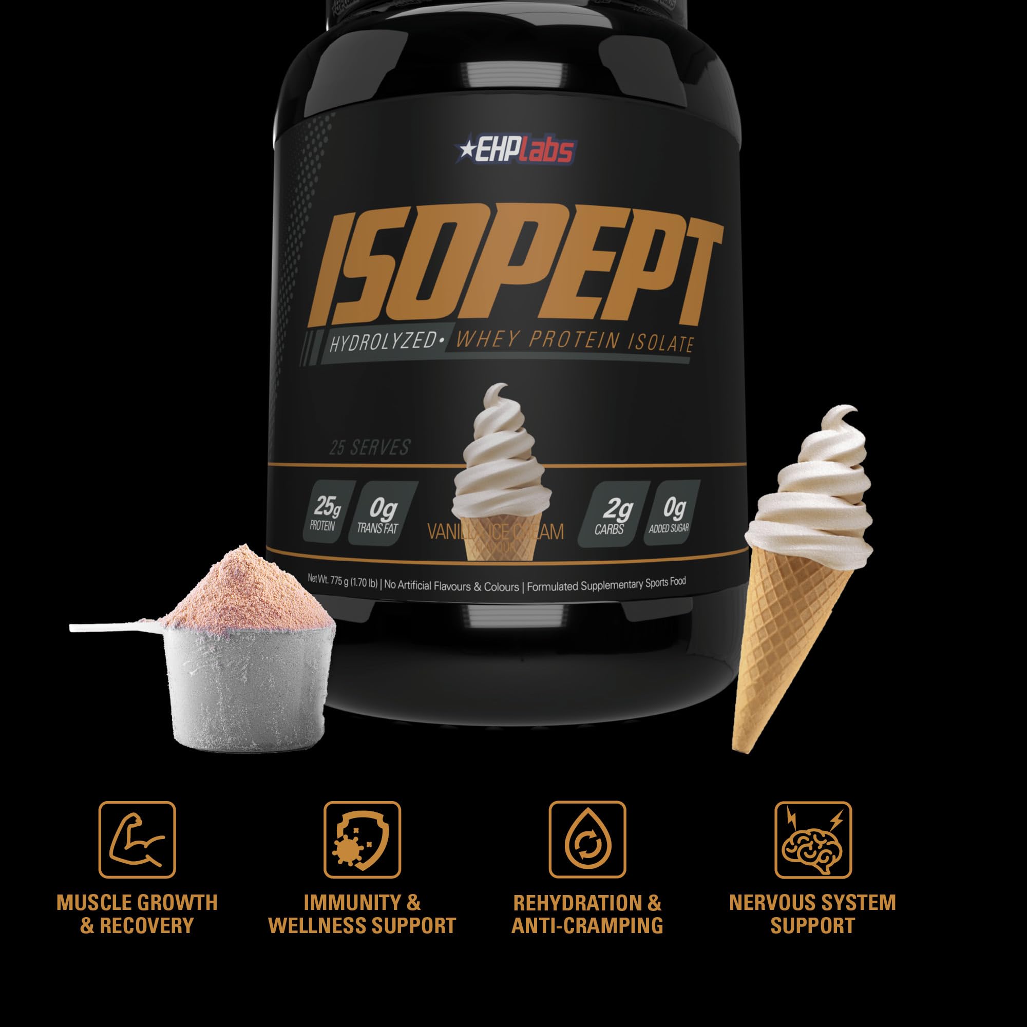 EHPlabs IsoPept verre et poudre, boisson protéinée à absorption rapide