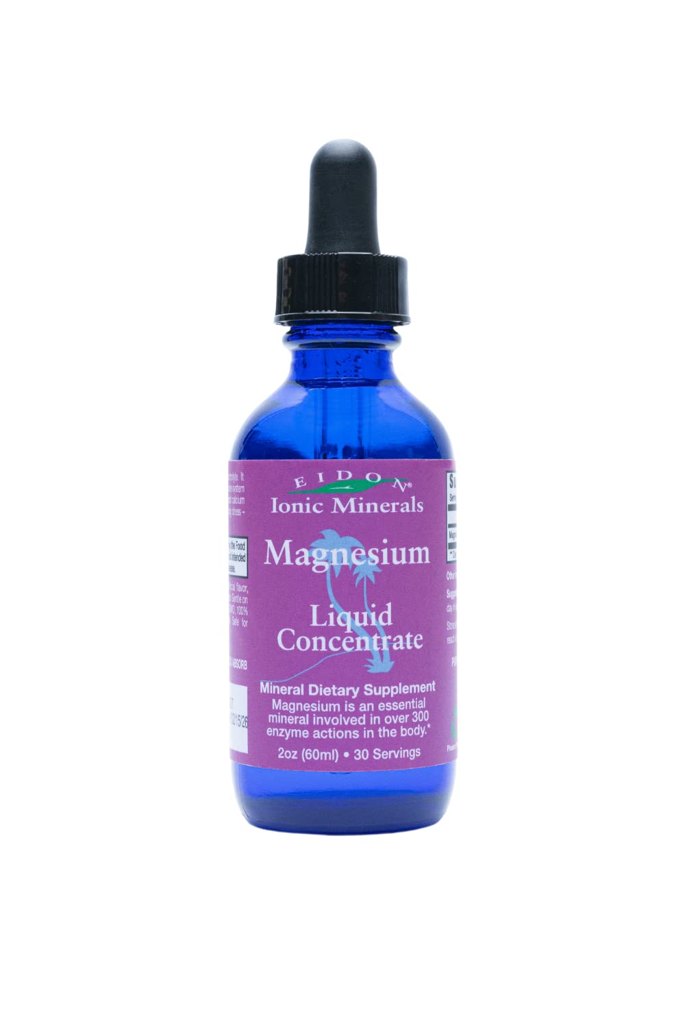 Flacon Eidon magnésium liquide avec pipette, favorisant la relaxation musculaire.