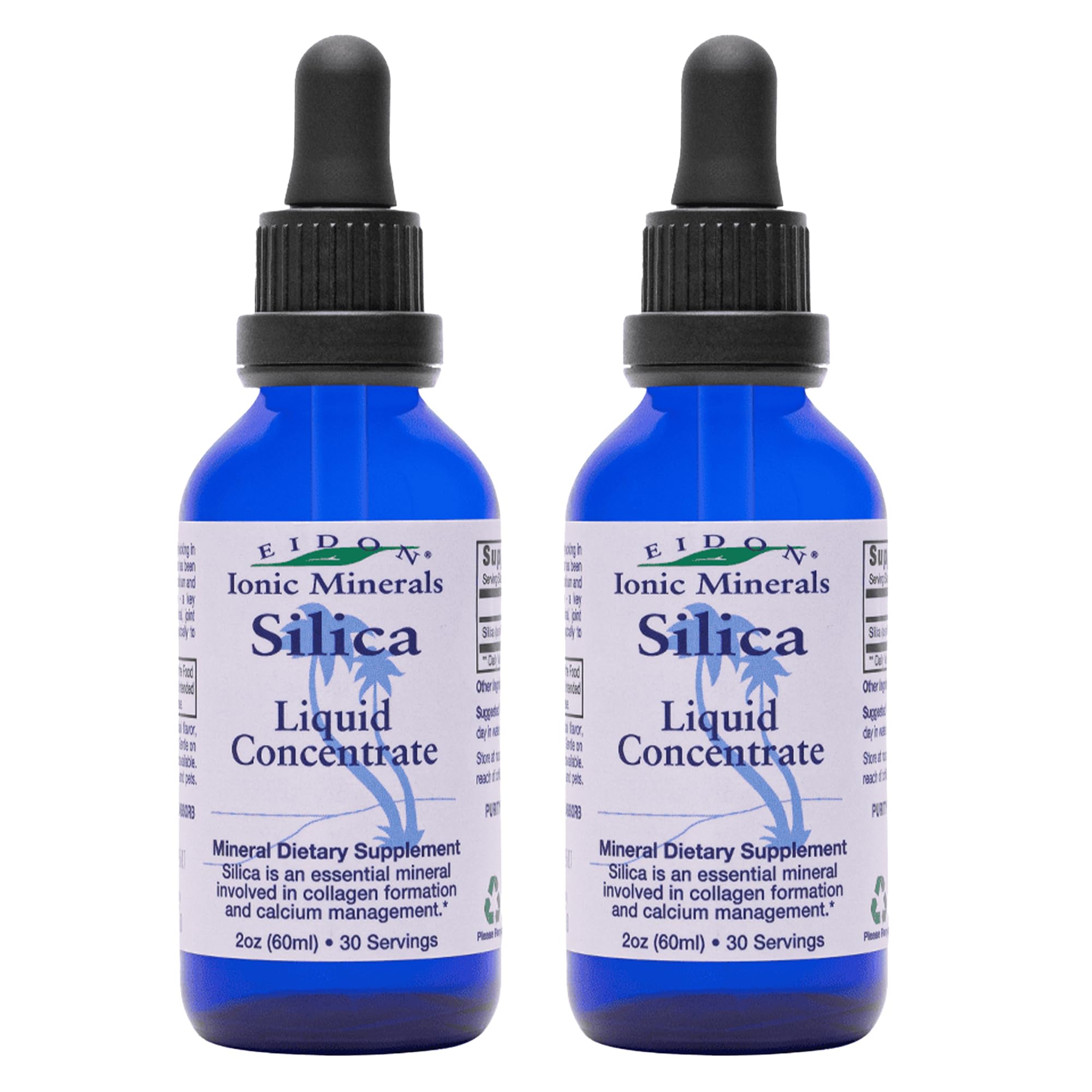 Eidon Silice Liquide Concentré, bouteille 2 oz, pour cheveux et peau.