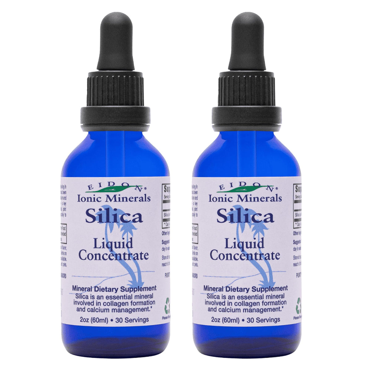 Eidon Silice Liquide Concentré, bouteille 2 oz, pour cheveux et peau.