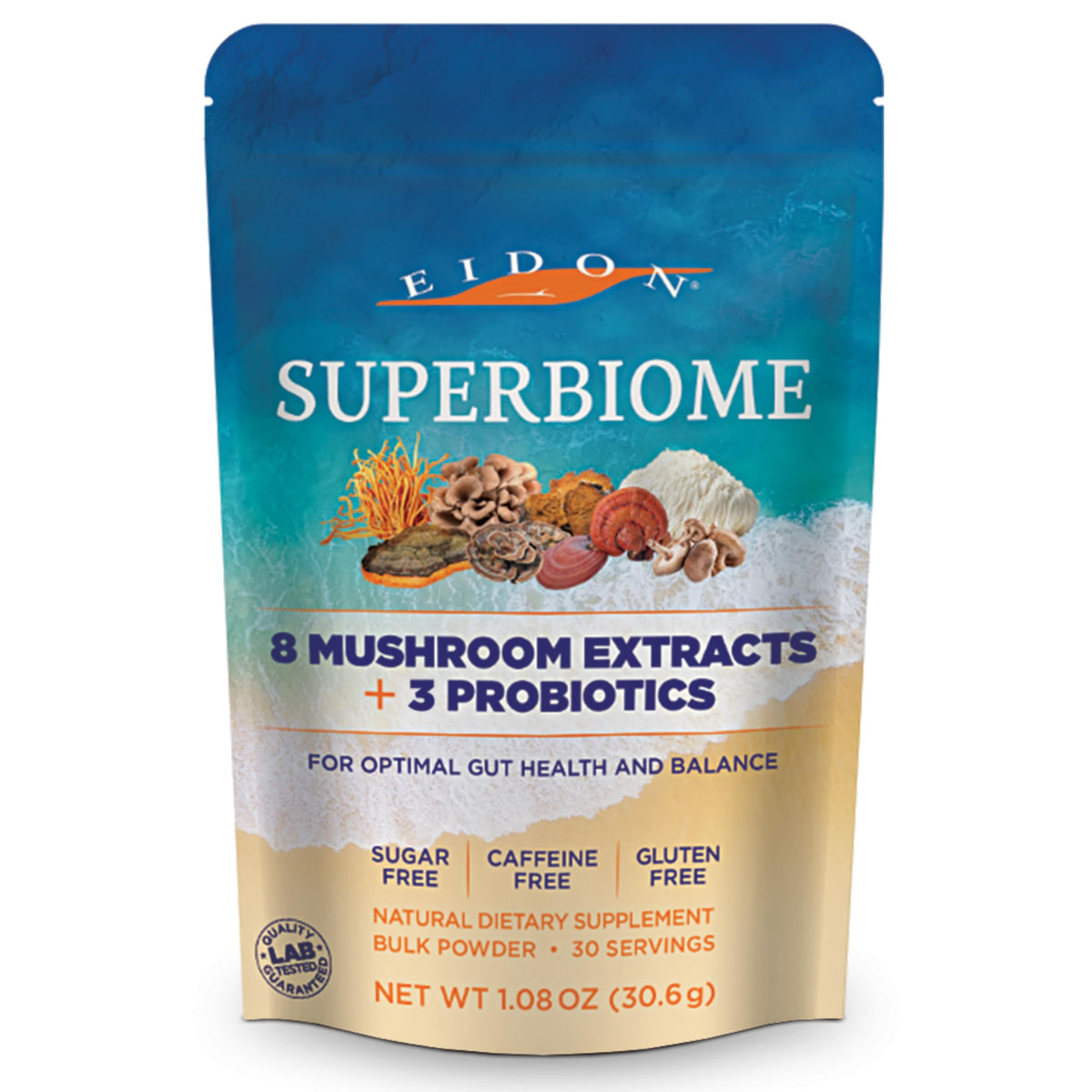 Emballage pratique d'Eidon SuperBiome pour démarrer une routine bien-être.
