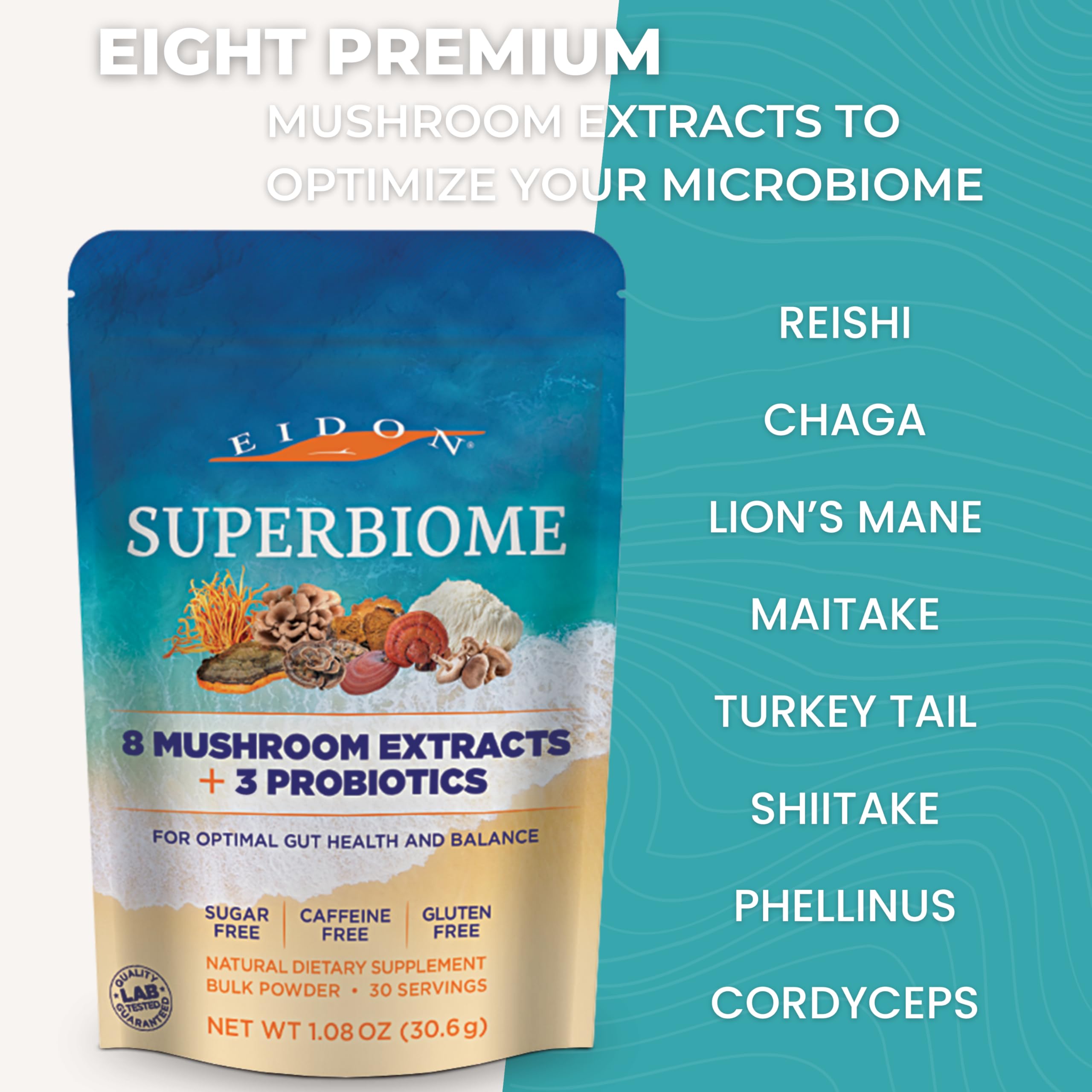 Souches probiotiques robustes d'Eidon SuperBiome résistantes et efficaces.