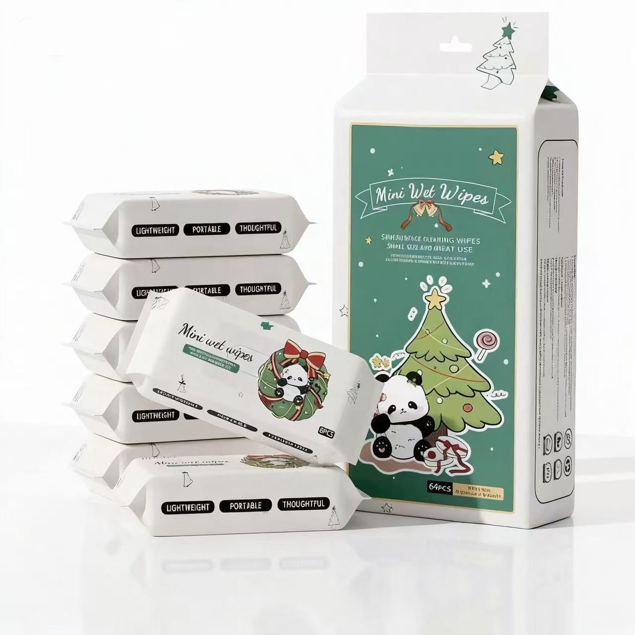 Lingettes humides EIFER mini dans un emballage festif, parfait pour les cadeaux et les déplacements.
