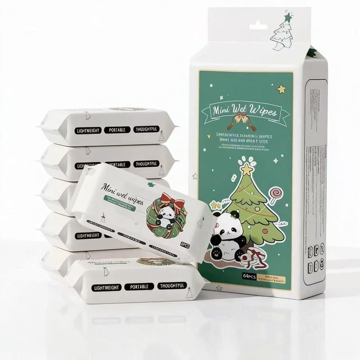 Lingettes humides EIFER mini dans un emballage festif, parfait pour les cadeaux et les déplacements.