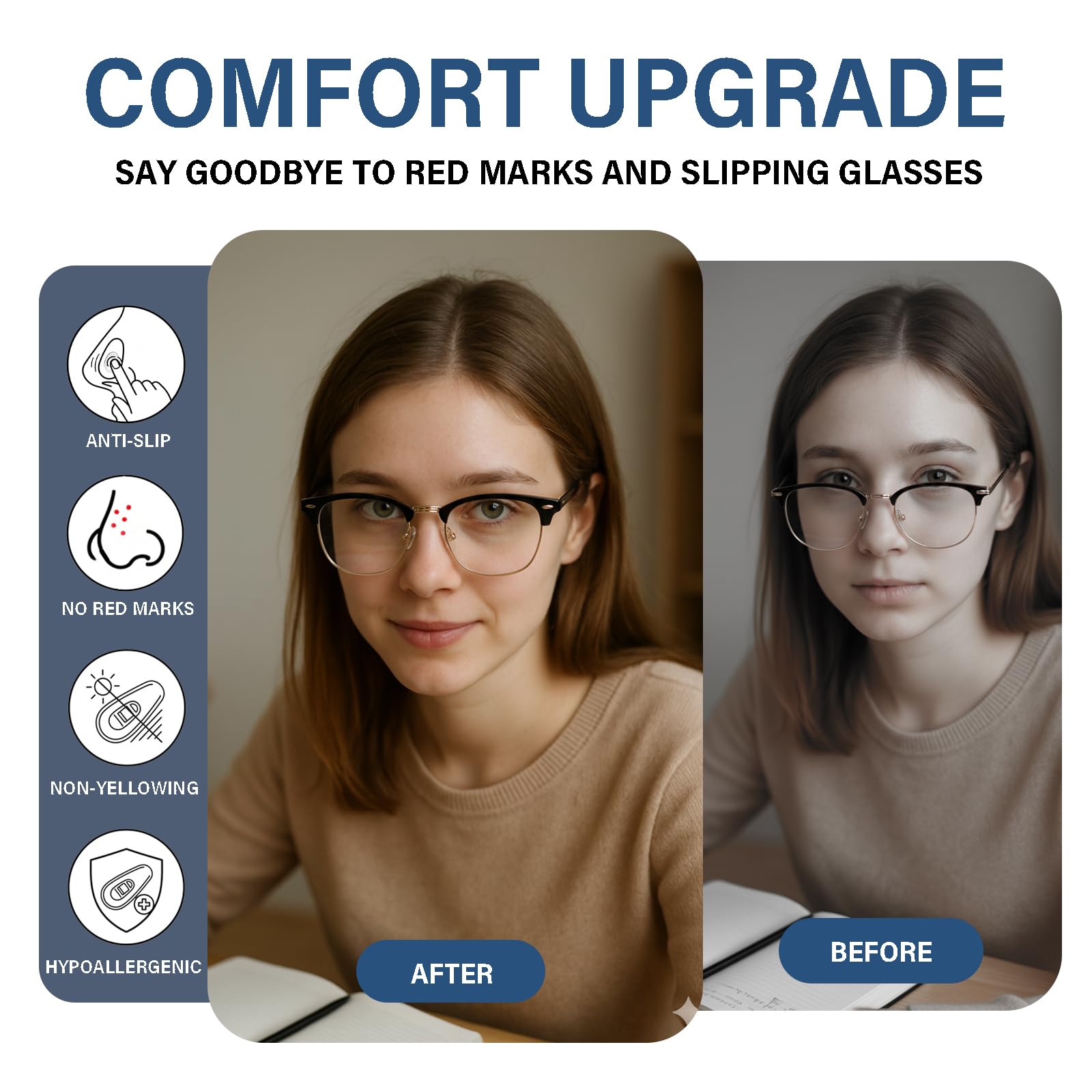 10 paires de coussins nasaux EJANBO pour lunettes, option complète