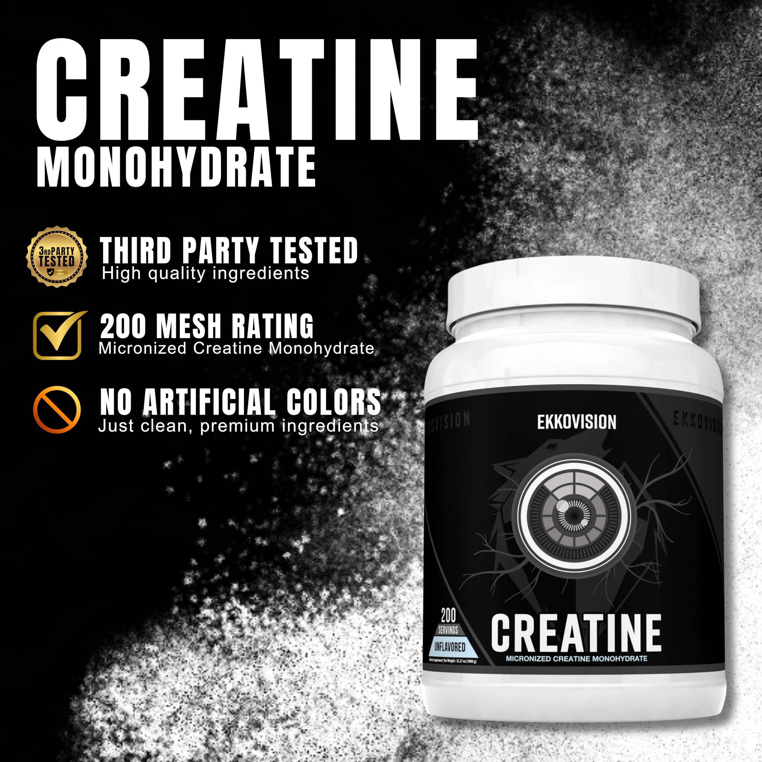 Ekkovision Créatine Monohydrate sans arôme s’intègre facilement à vos boissons quotidiennes.