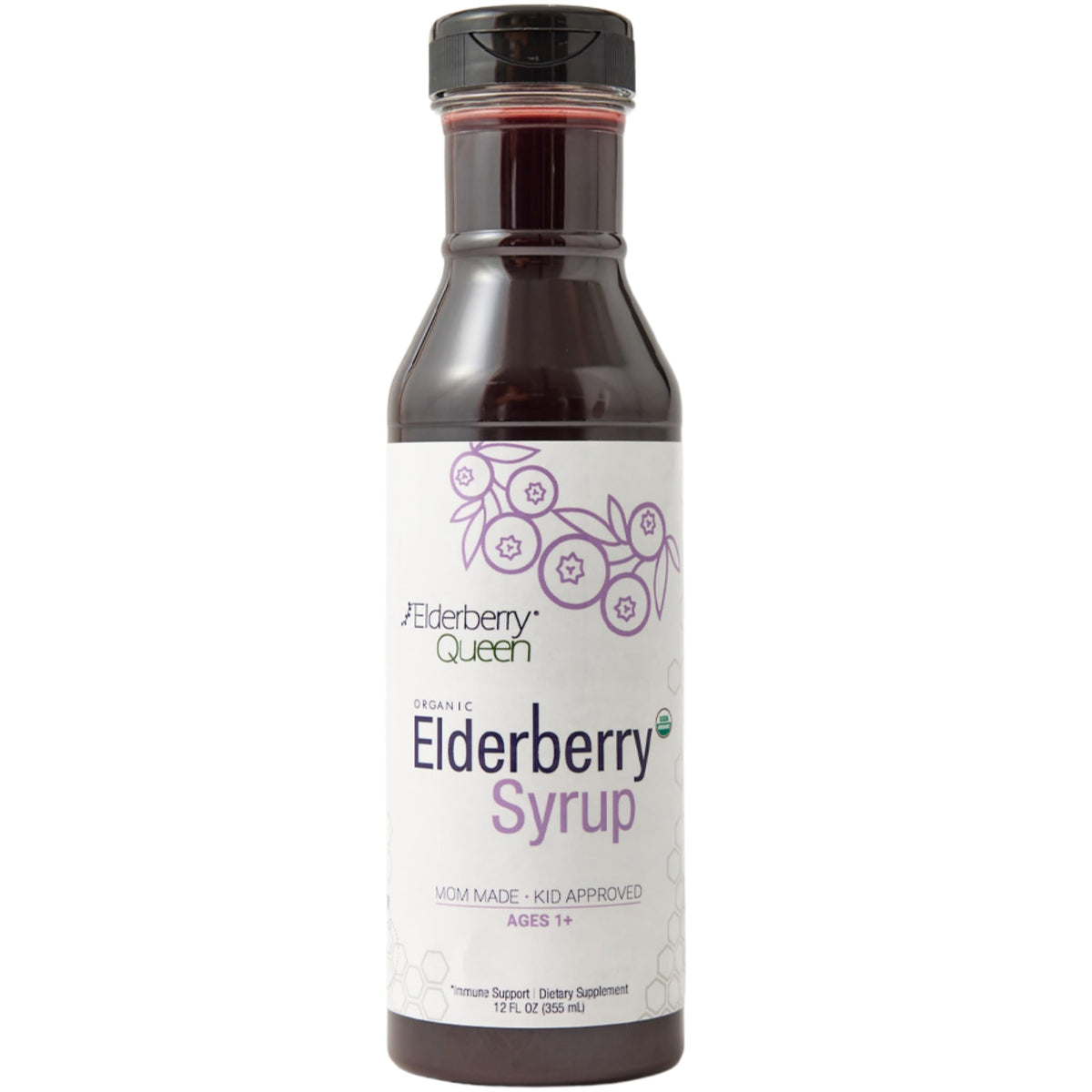 Bouteille Elderberry Queen 12 oz prête à l’emploi pour toute la famille.