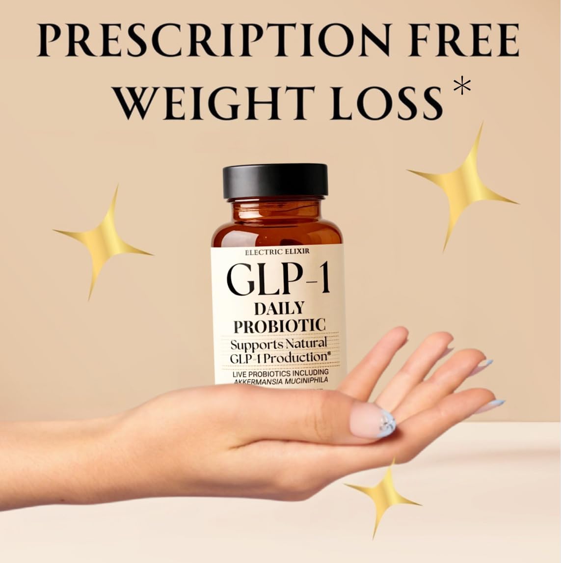Electric Elixir GLP-1 Quotidien Probiotique gélules à libération différée pour soutenir la satiété après les repas.