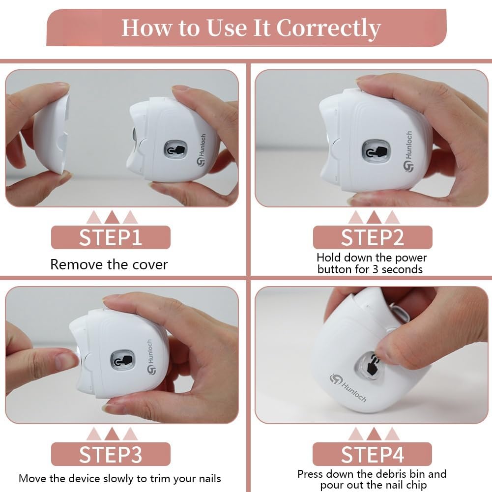 Utilisation en voyage avec clip-ongles électrique compact et rechargeable par USB.