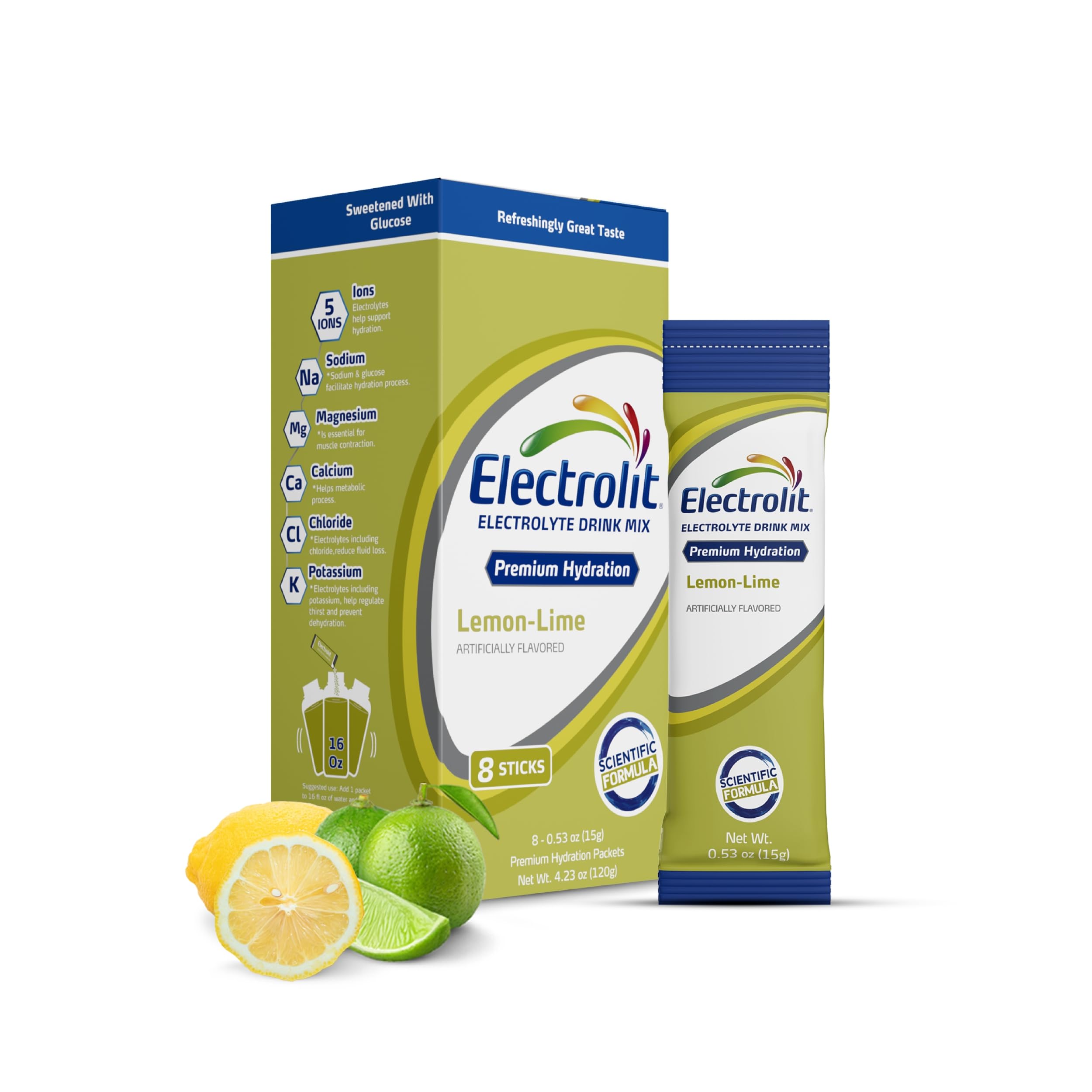 Electrolit Pochettes citron-lime, hydratation rafraîchissante après l'effort.