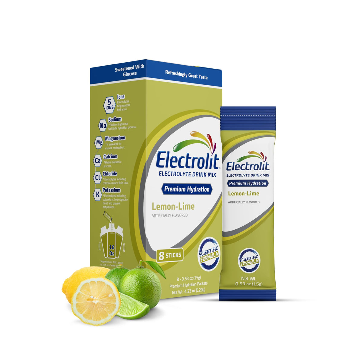 Electrolit Pochettes citron-lime, hydratation rafraîchissante après l'effort.
