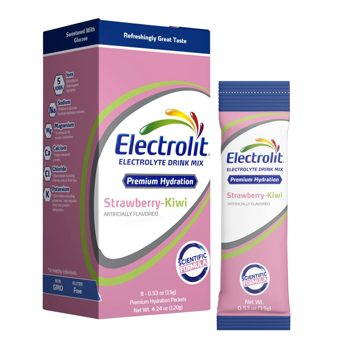 Electrolit poudre fraise kiwi 8-pack : réhydratation rapide après l'effort.