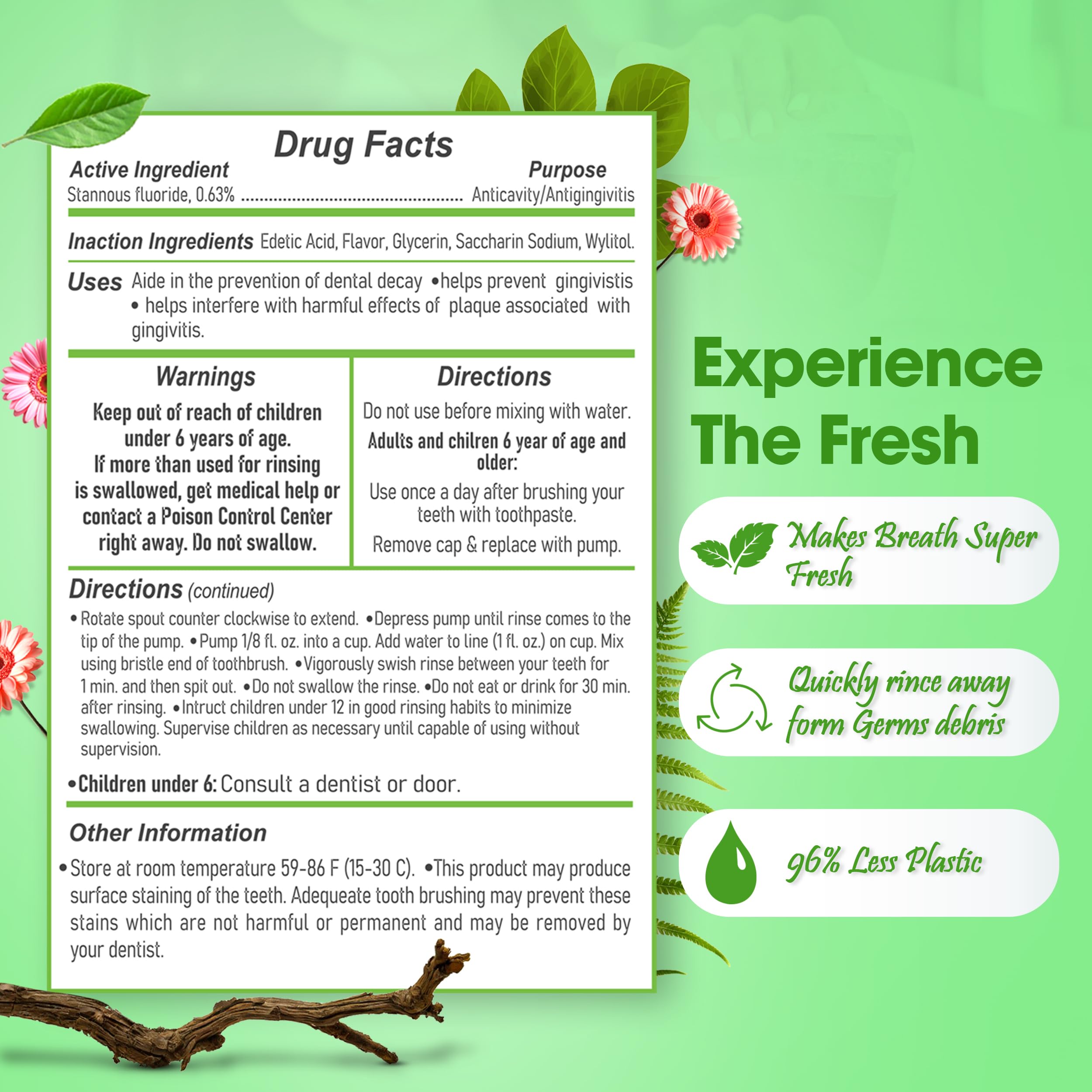 Rinçage ELEMENT menthe bouteille emballage pour usage quotidien