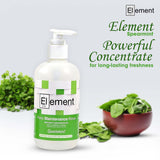 Versement rinçage ELEMENT mains tenant bouteille menthe pour routine quotidienne