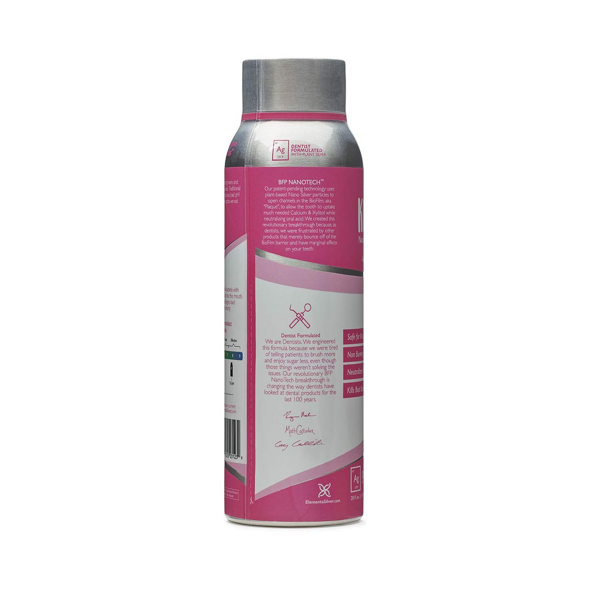 Elementa Silver bain de bouche pour enfants Bubble Gum, étiquette lisible des ingrédients.
