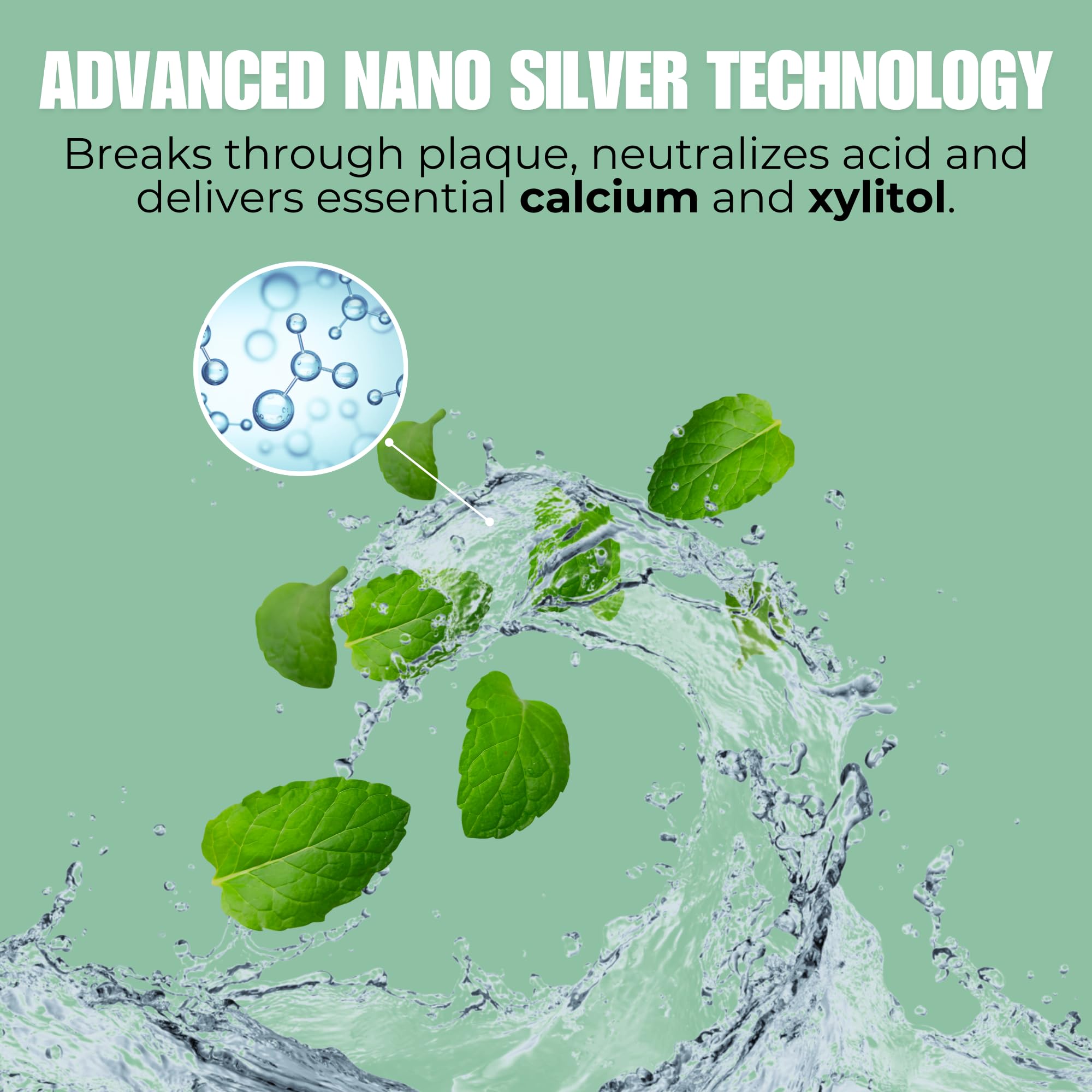 Bain de bouche menthe Elementa Silver, sensation rafraîchissante sans alcool.
