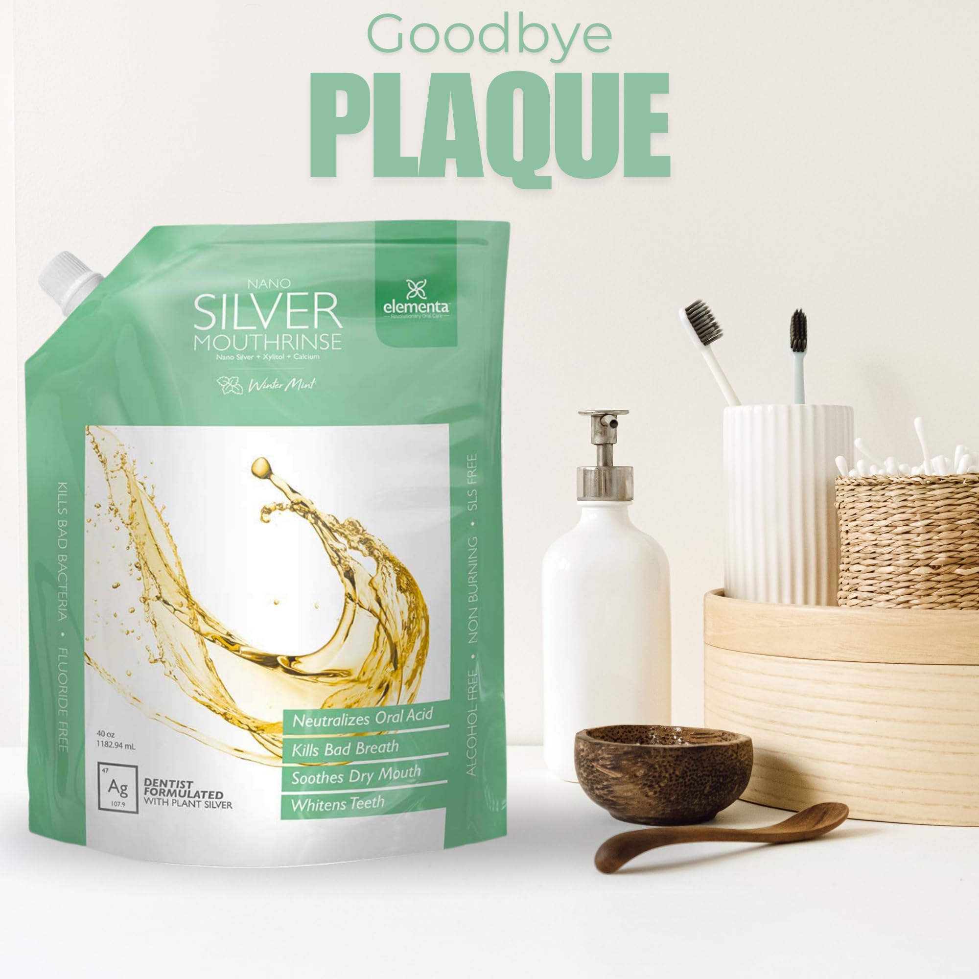 Formulation dentistes Elementa Silver nanosilver pour efficacité douce.