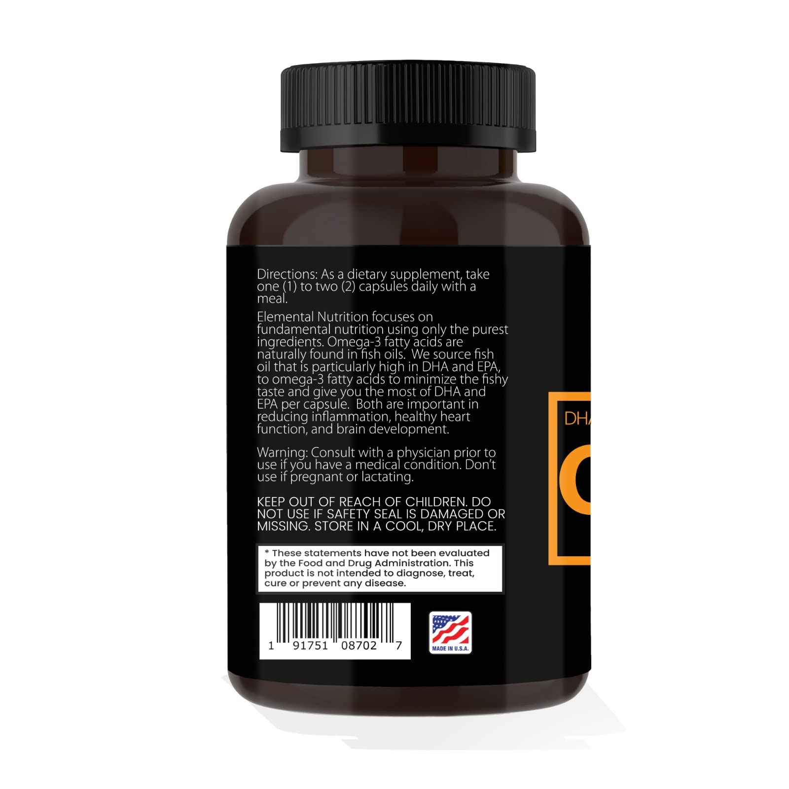 Bocal noir grip d'Elemental Nutrition prêt à l'entreposer