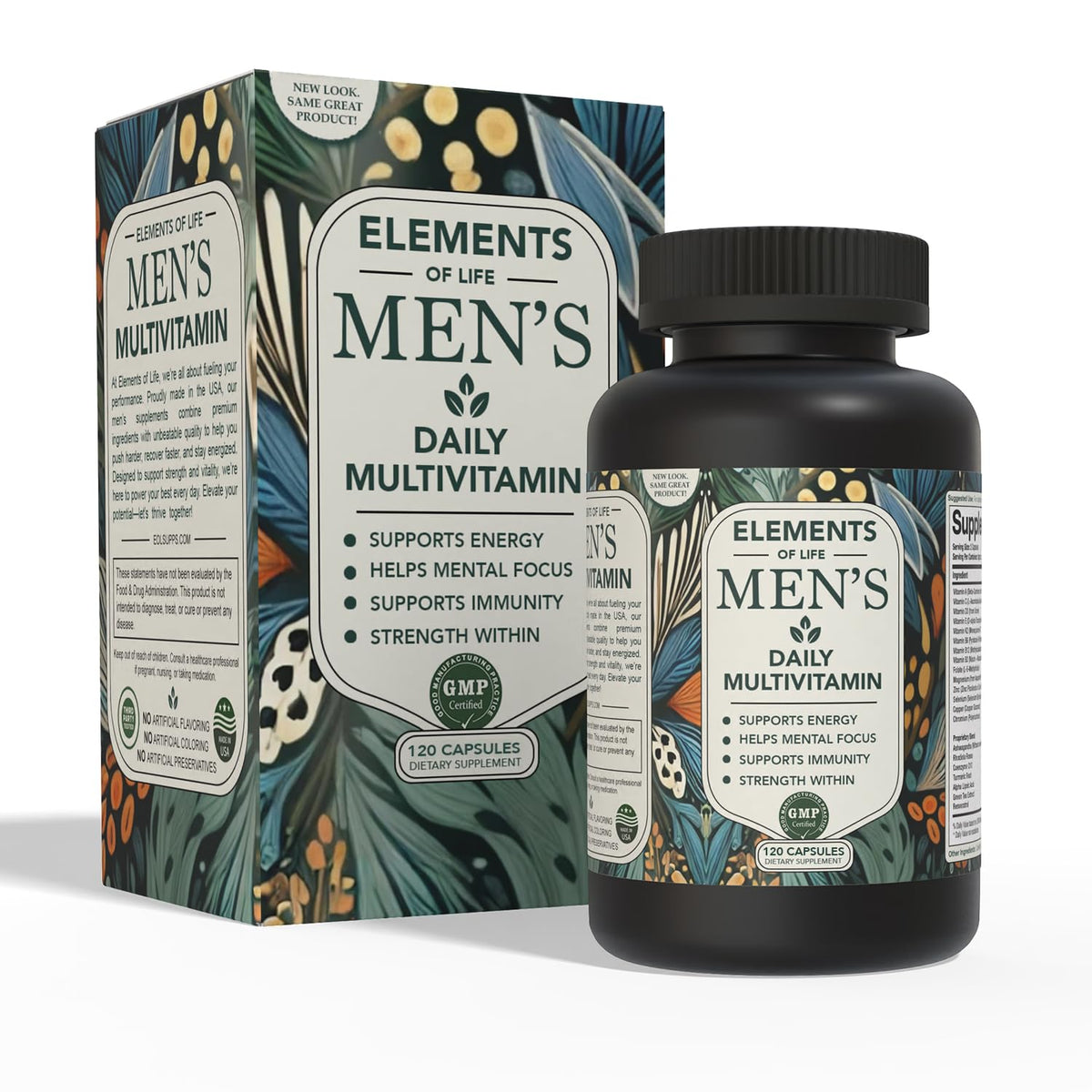 Bouteille Elements of Life Multivitamine Homme, énergie et vitalité au quotidien.