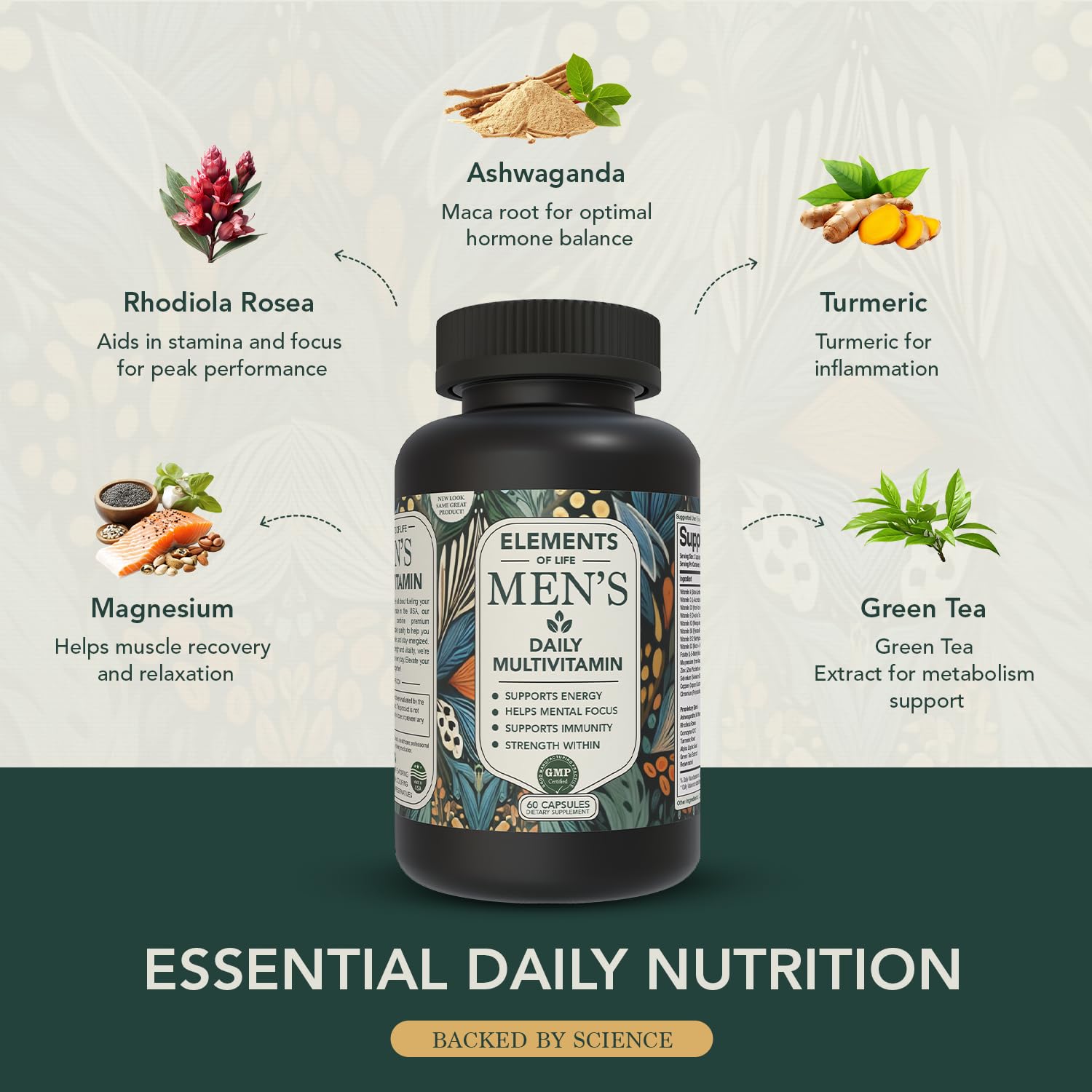 Dose quotidienne Elements of Life Multivitamine Homme, pratique.