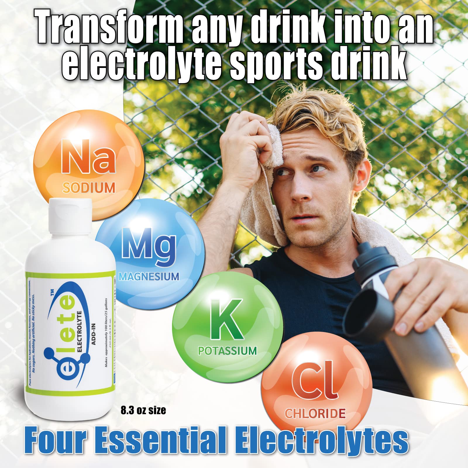 Concentré liquide à ajouter dans une boisson pour réhydrater rapidement.
