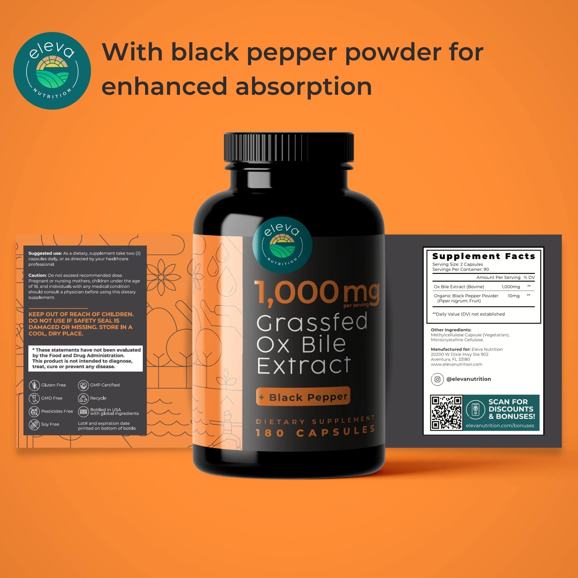 Formulation cgmp Eleva Nutrition Ox Bile, qualité et sécurité.