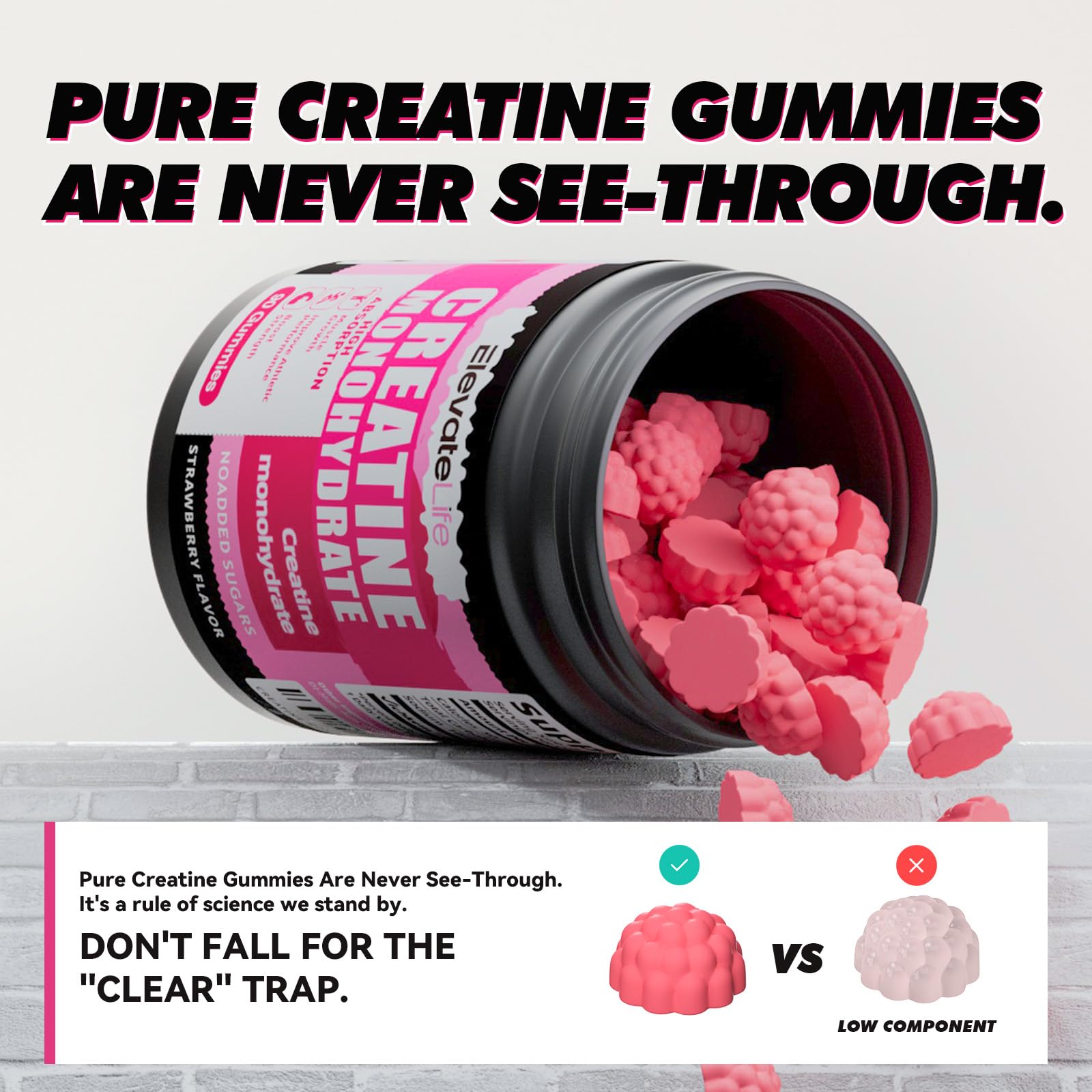 Texture douce des Gommes ElevateLife Creatine – plaisir en bouche.