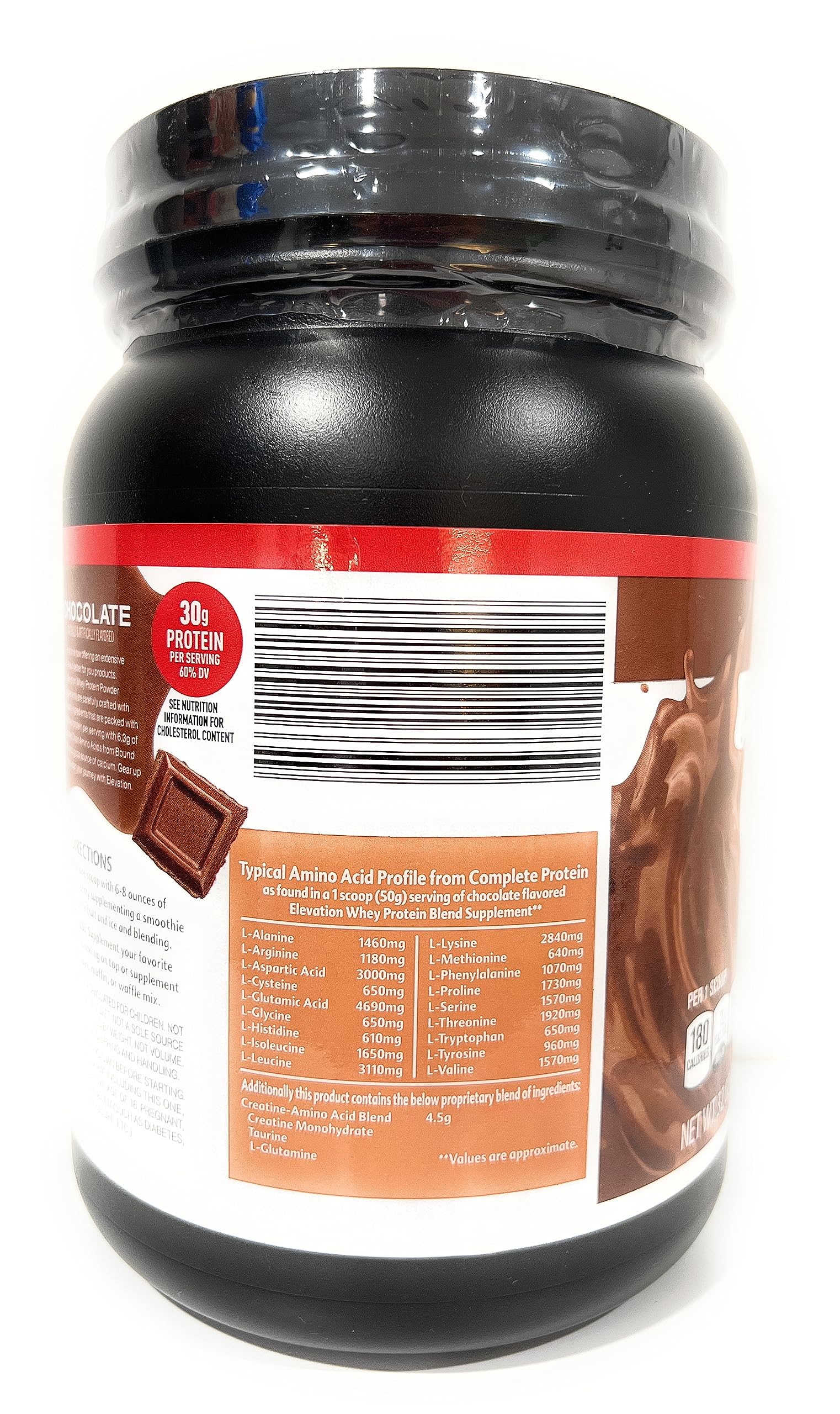 Elevation Millville poudre protéinée chocolat, facile à mélanger dans eau ou lait.