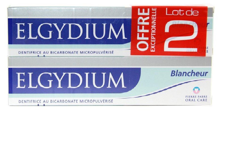 Elgydium Blancheur – pâte dentifrice au bicarbonate 2x75ml, pour un sourire éclatant et frais