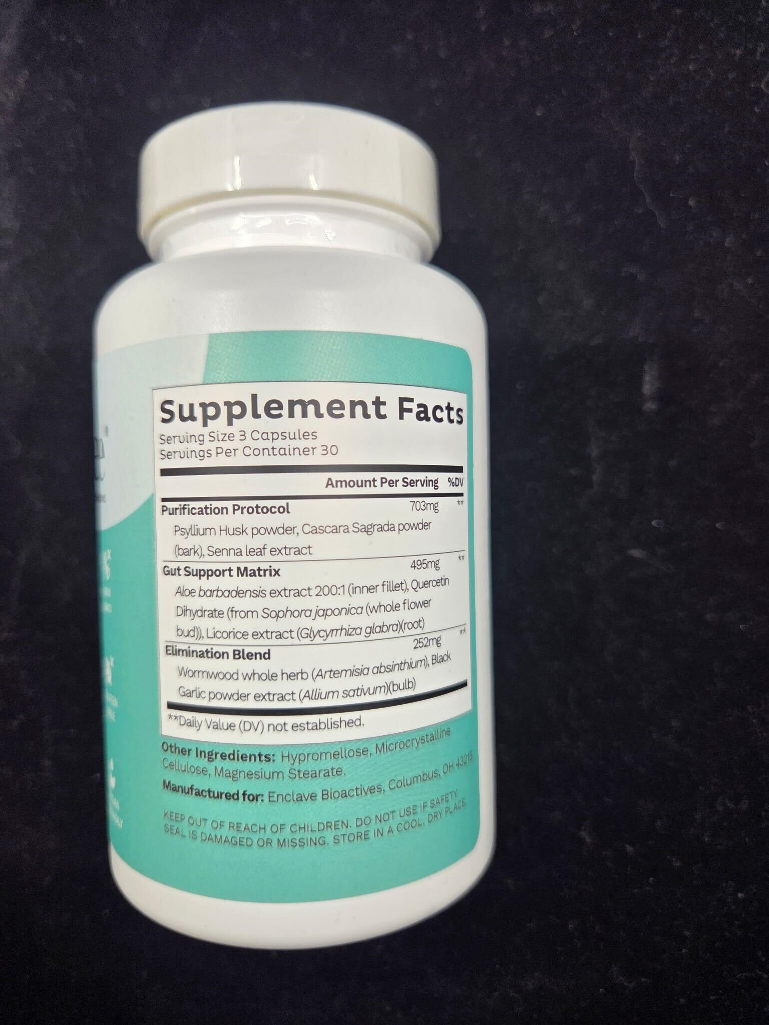 Elimipure Gut Cleanse, flacon et ingrédients naturels, soutien du système digestif.