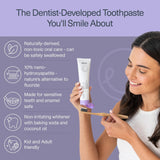 Ingrédients clés du dentifrice ELIMS Nano Hydroxyapatite pour reminéralisation douce.