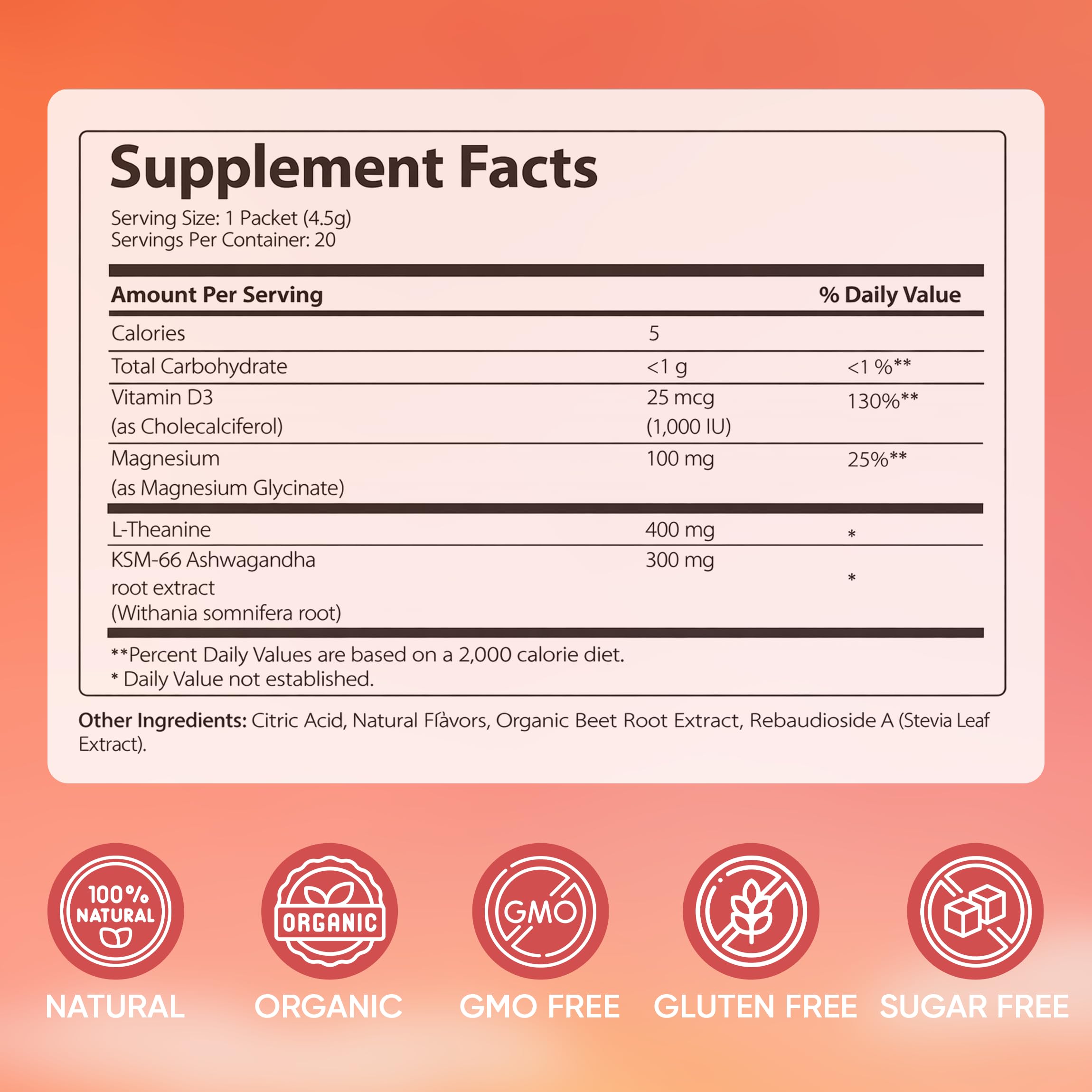 Elional Cortisol Poudre, framboise-citronnade, dosage quotidien à mélanger dans une boisson.