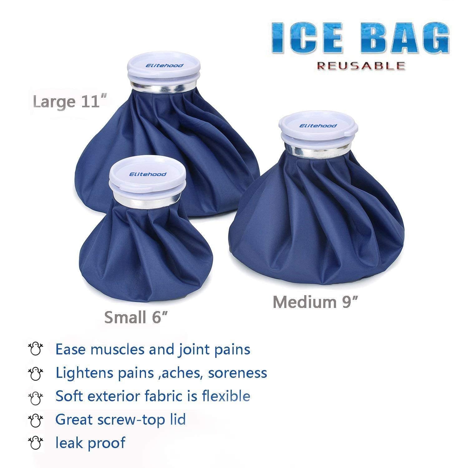 Elitehood pack glace 11 pouces avec support élastique, couverture adaptée