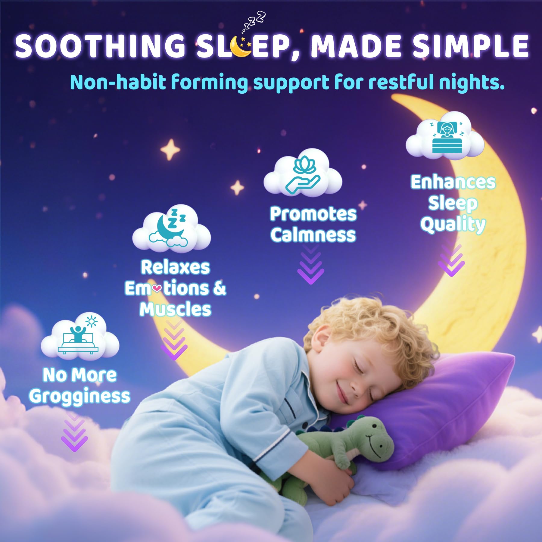 Gommes ELLAMENTZ Sommeil Enfants – Goût fraise naturel sans colorants artificiels.