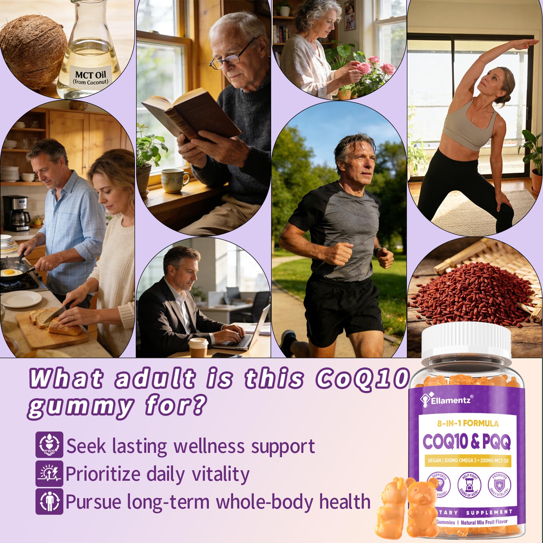 Énergie cérébrale potentielle avec Ellamentz CoQ10 et PQQ.