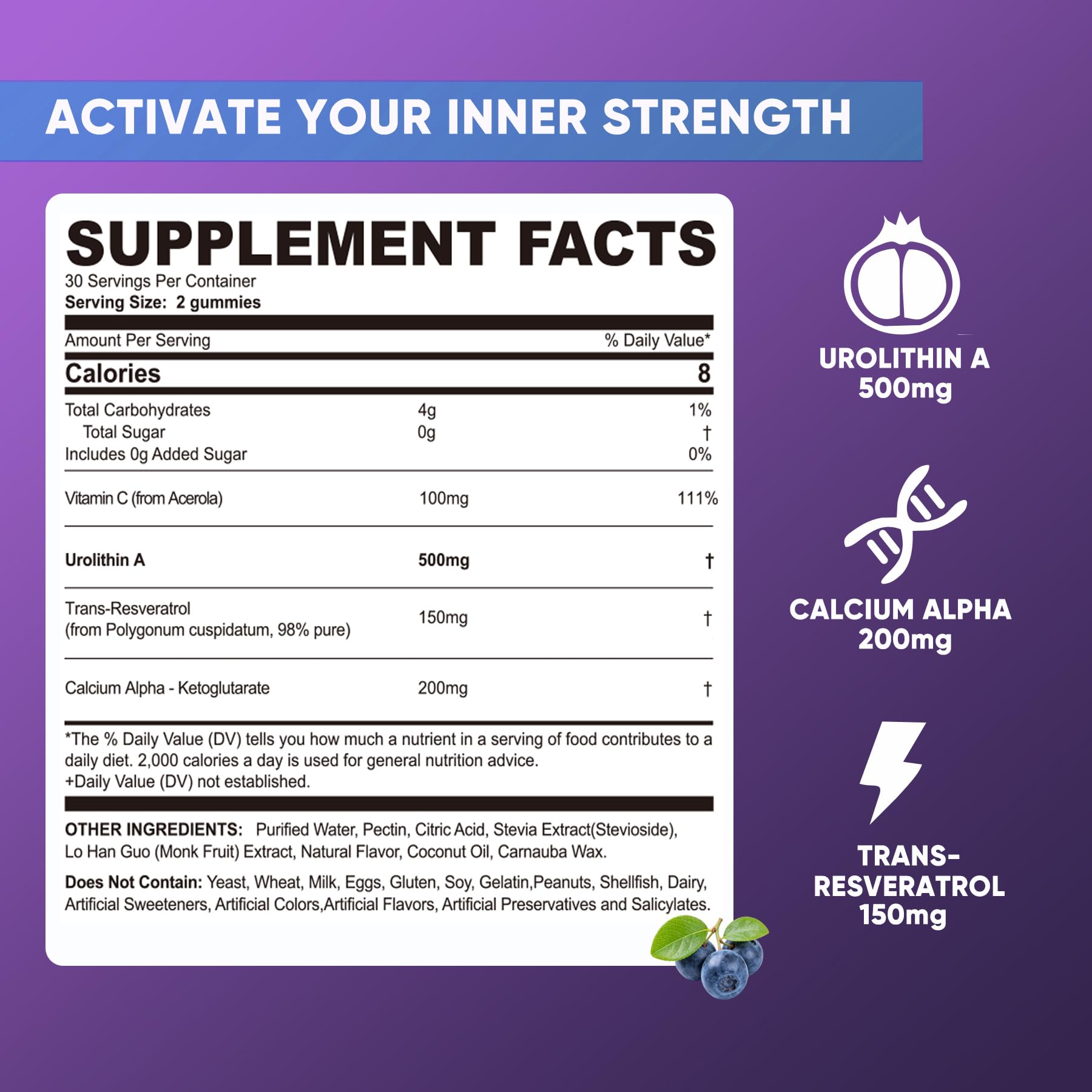 ELLAMENTZ bonbons gélifiés Urolithin A+ 500 mg, forme pratique pour le quotidien