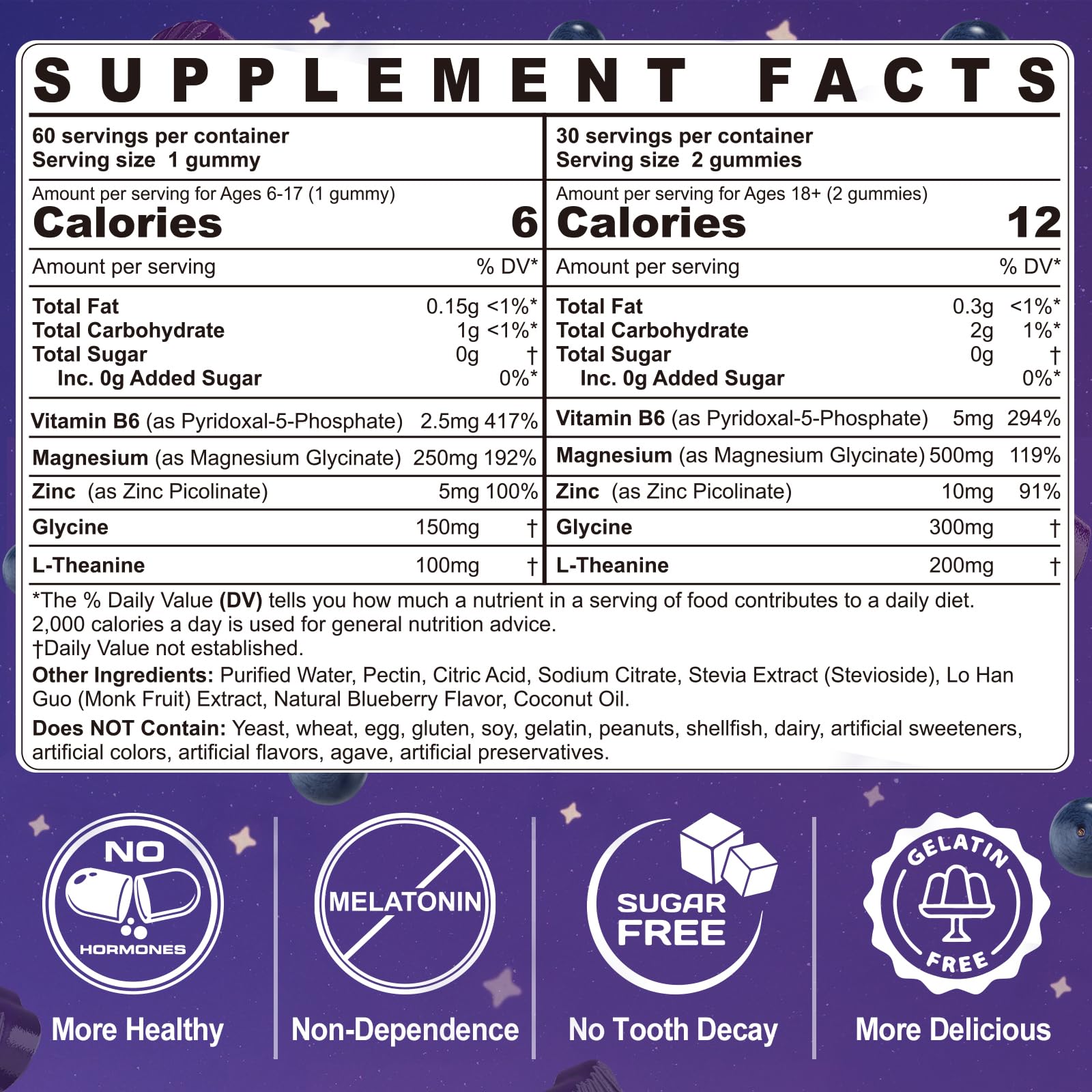 ELLAMENTZ Magnésium Glycinate Gummies – version sans sucre, douceur relaxante.