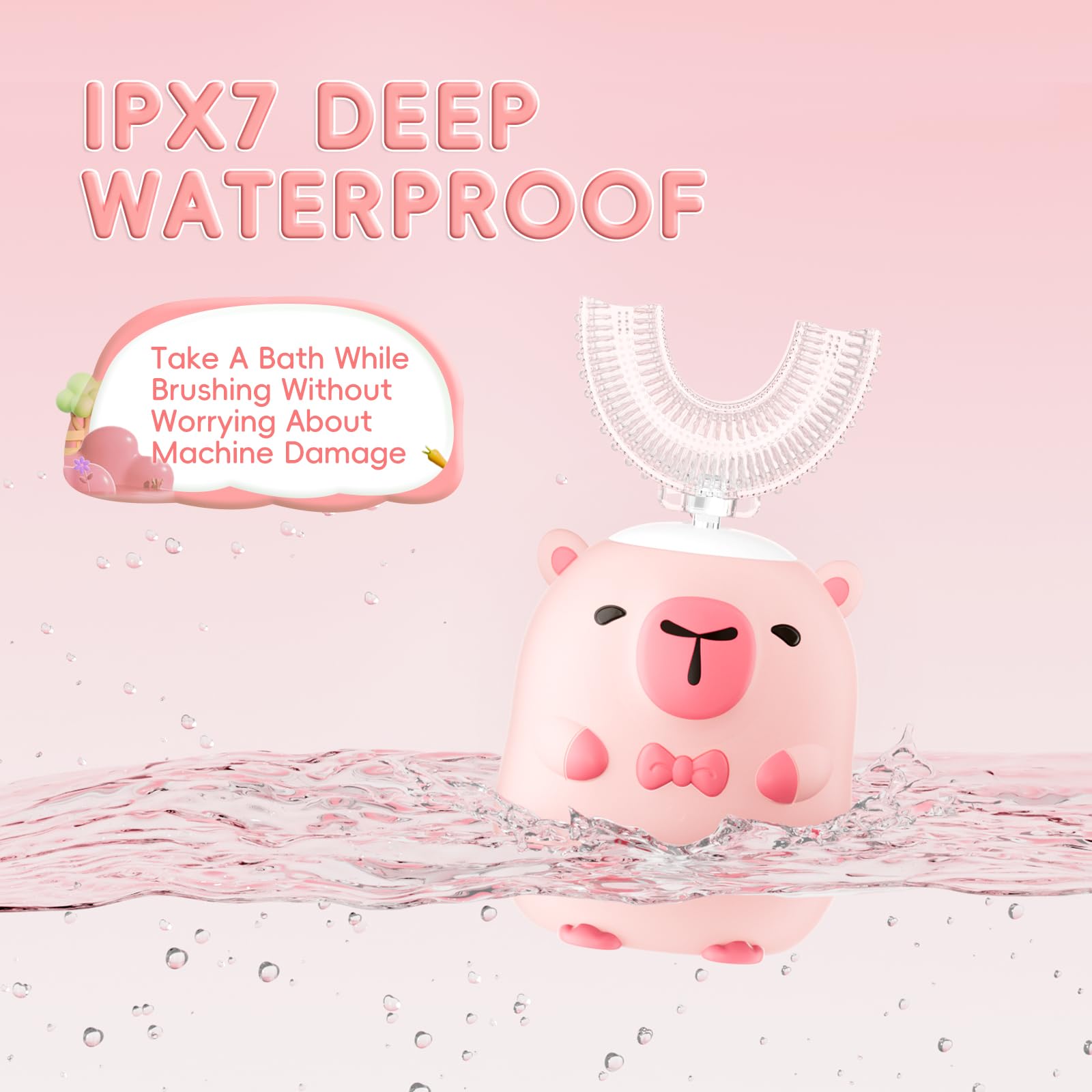 Brosse étanche IPX7, utilisable sous la douche sans souci.