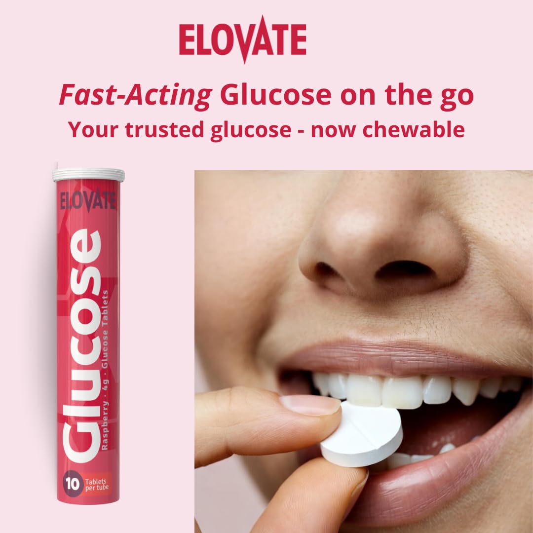 Gamme ELOVATE en format tube, glucose rapide, goût framboise.