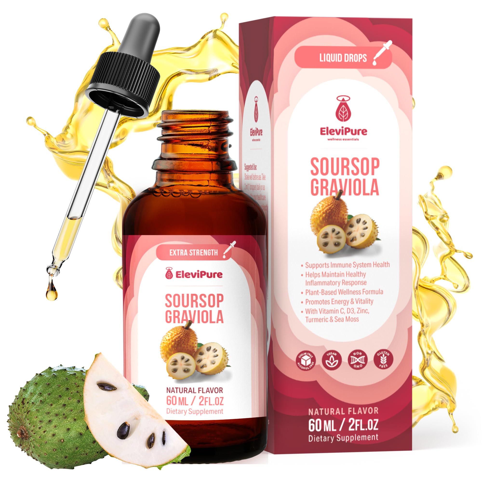 ElviPure Soursop Bitters – bouteille prête à l’emploi, soutien quotidien du bien-être.
