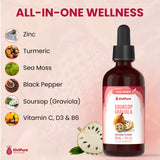 ElviPure Soursop Bitters – etiquette claire pour dosages simples et sûrs.