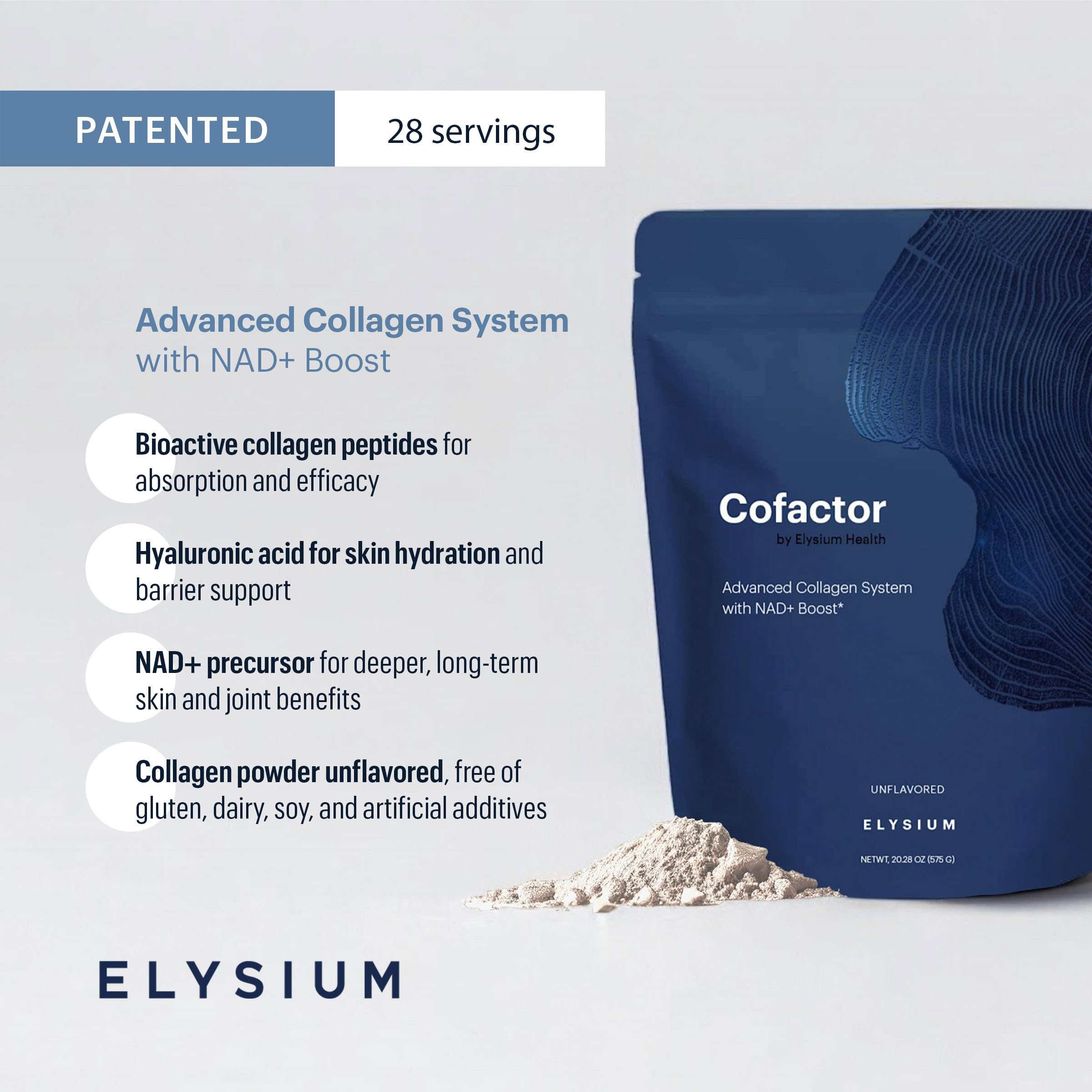 ELY-SIUM Cofactor: etiquette-produit avec informations claires sur les ingrédients clés