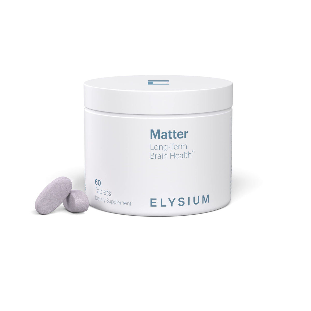 Bouteille ELYSIUM Matter avec oméga3 et DHA, soutien potentiel à la mémoire.