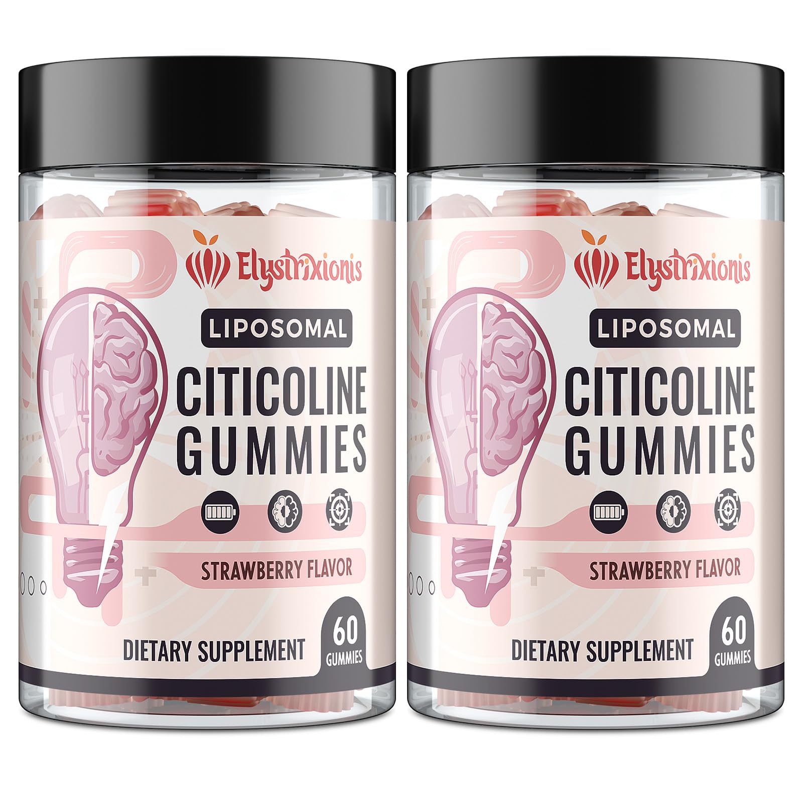 Gommes Elystrixionis citicoline goût fraise: soutien concentration et mémoire.