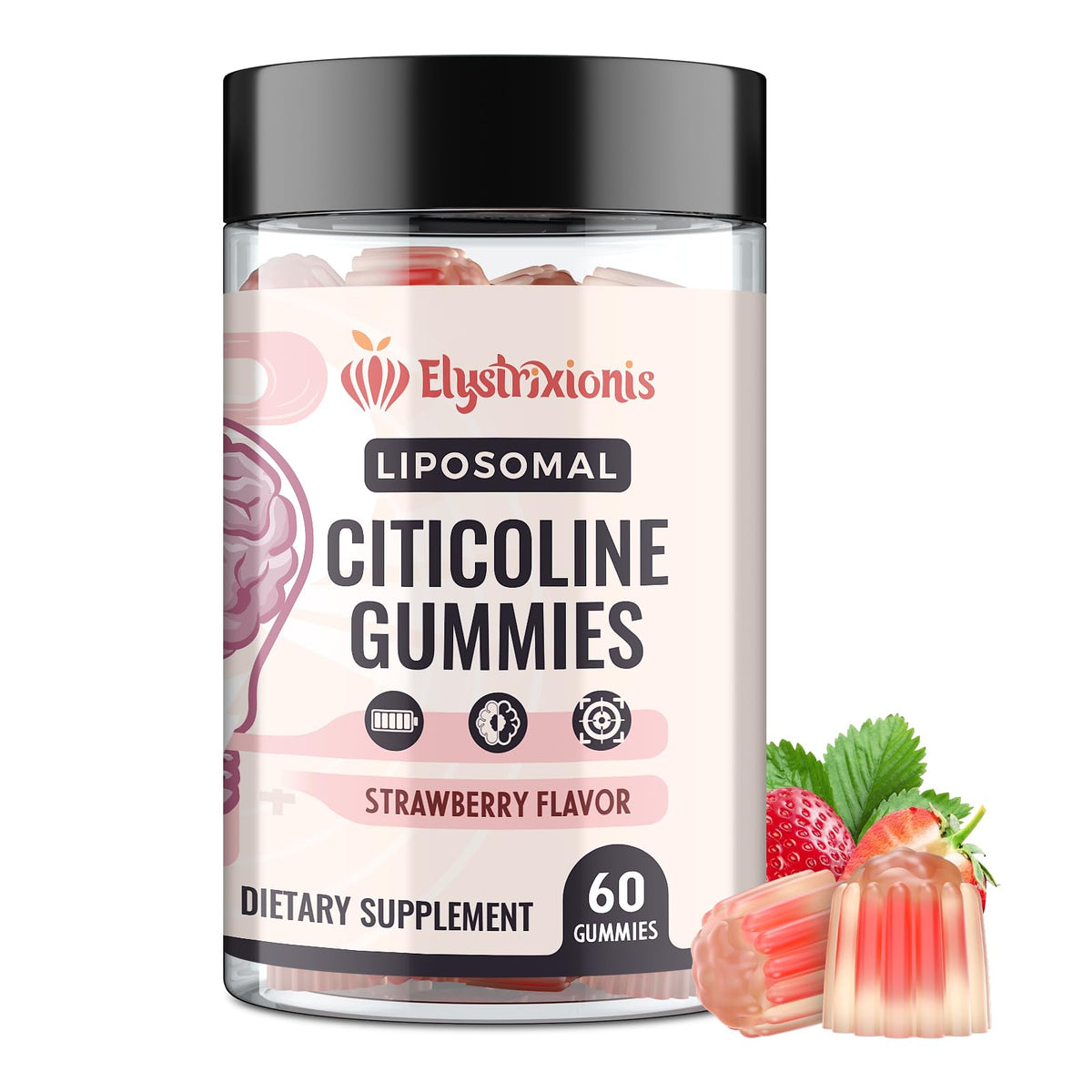Gomme goût fraise Elystrixionis Citicoline, pratique pour la concentration lors d'études