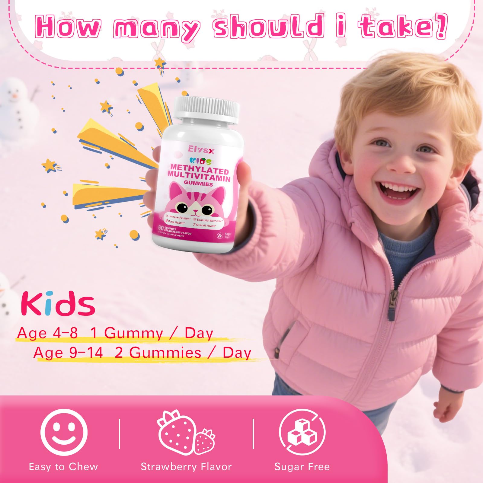 Bonbons gélifiés Élysx Kids avec DHA d’origine végétale, soutien cérébral et développement du cerveau.
